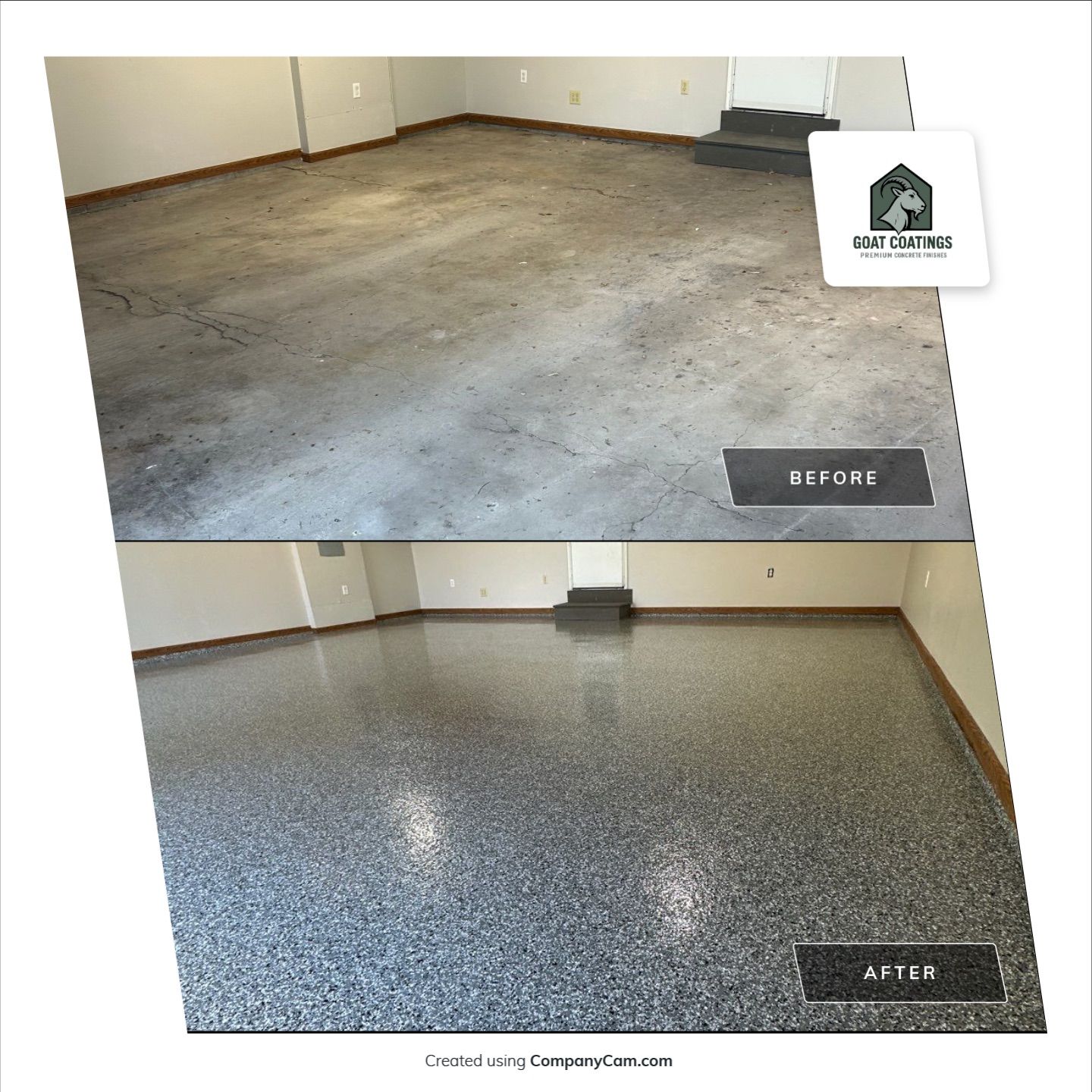 Epoxy Garage Floor Transformation and Concrete Repair in Beatrice by Goat Coatings