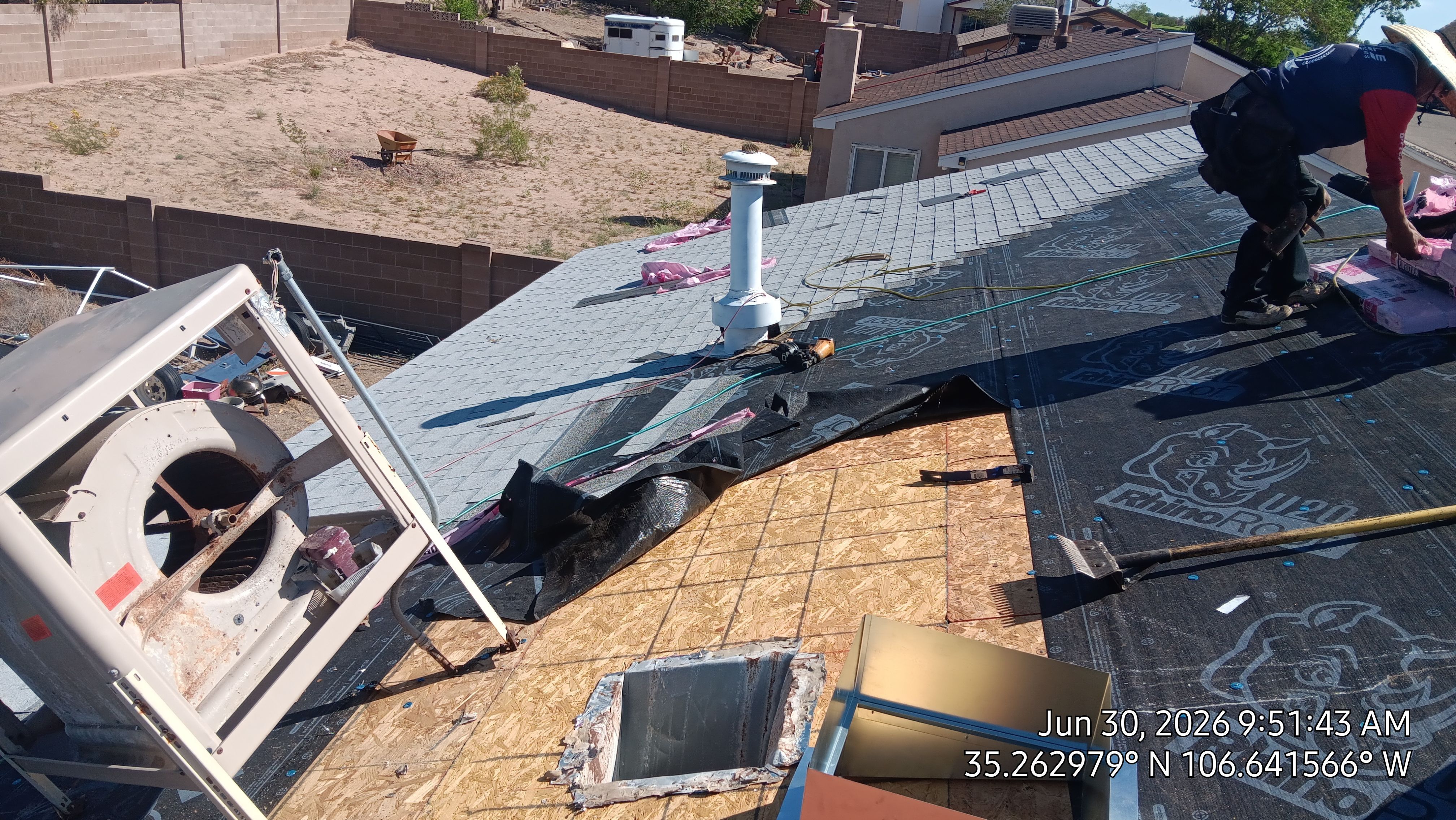 Owens Corning Shasta White Duration Shingle Roof Replacement and Decking Repair in Rio Rancho by Doyle Roof Masters Inc