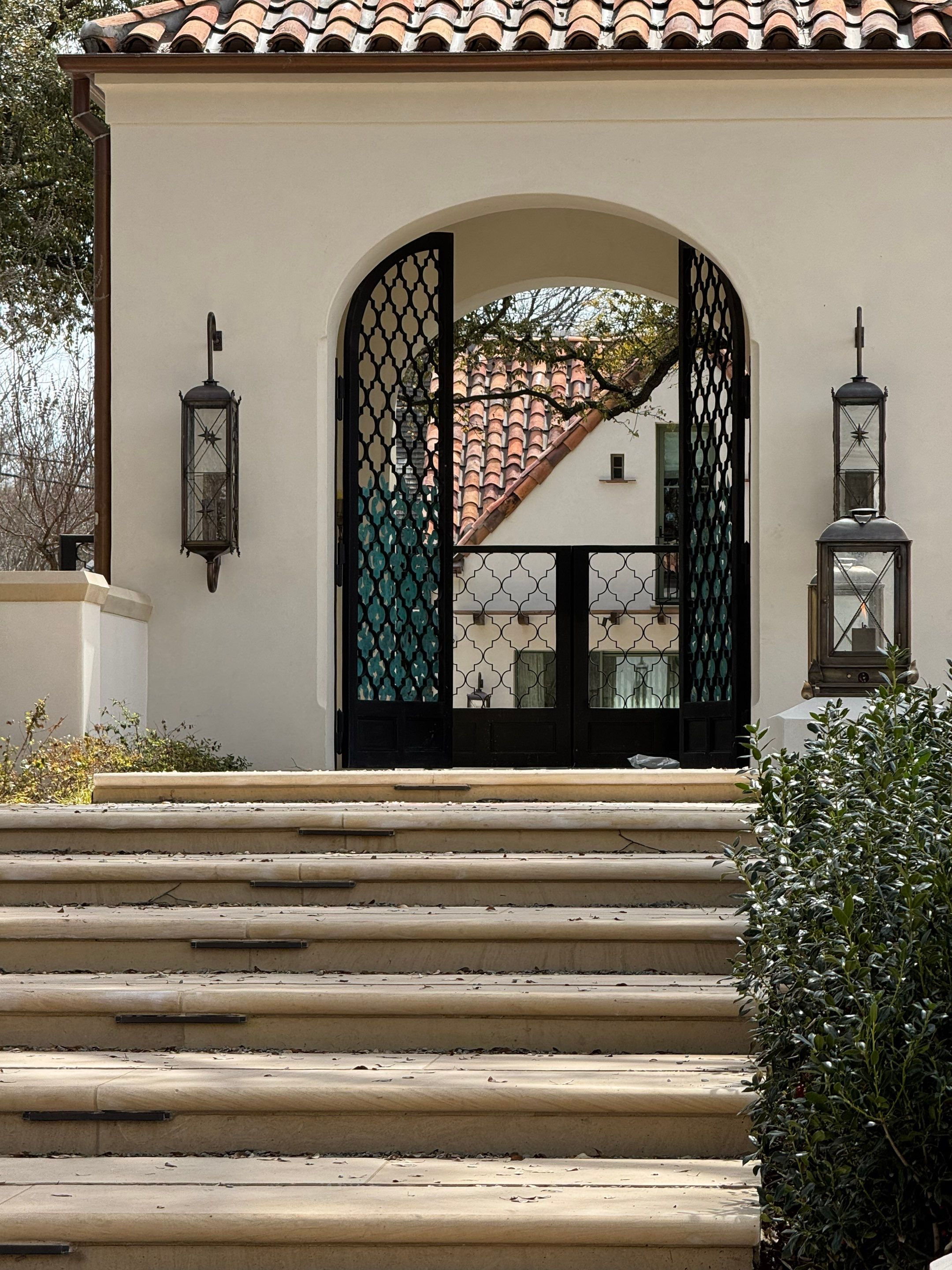 Custom Bronze Lantern and Outdoor Lighting Installation in Dallas by Solara Custom Living