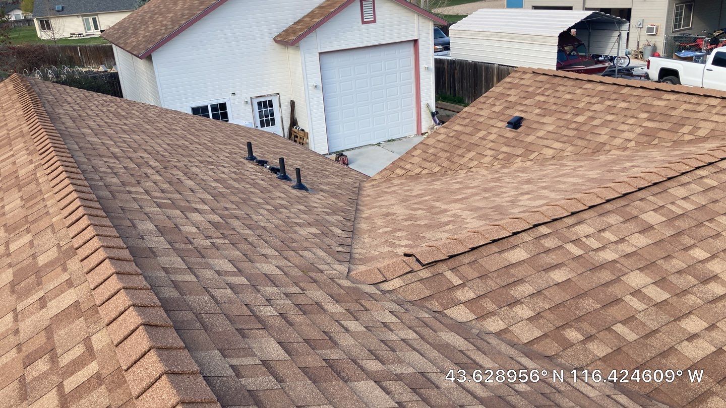 Meridian Idaho Single Level Residential Roofing Installation using Owens Corning by ID Roofing LLC