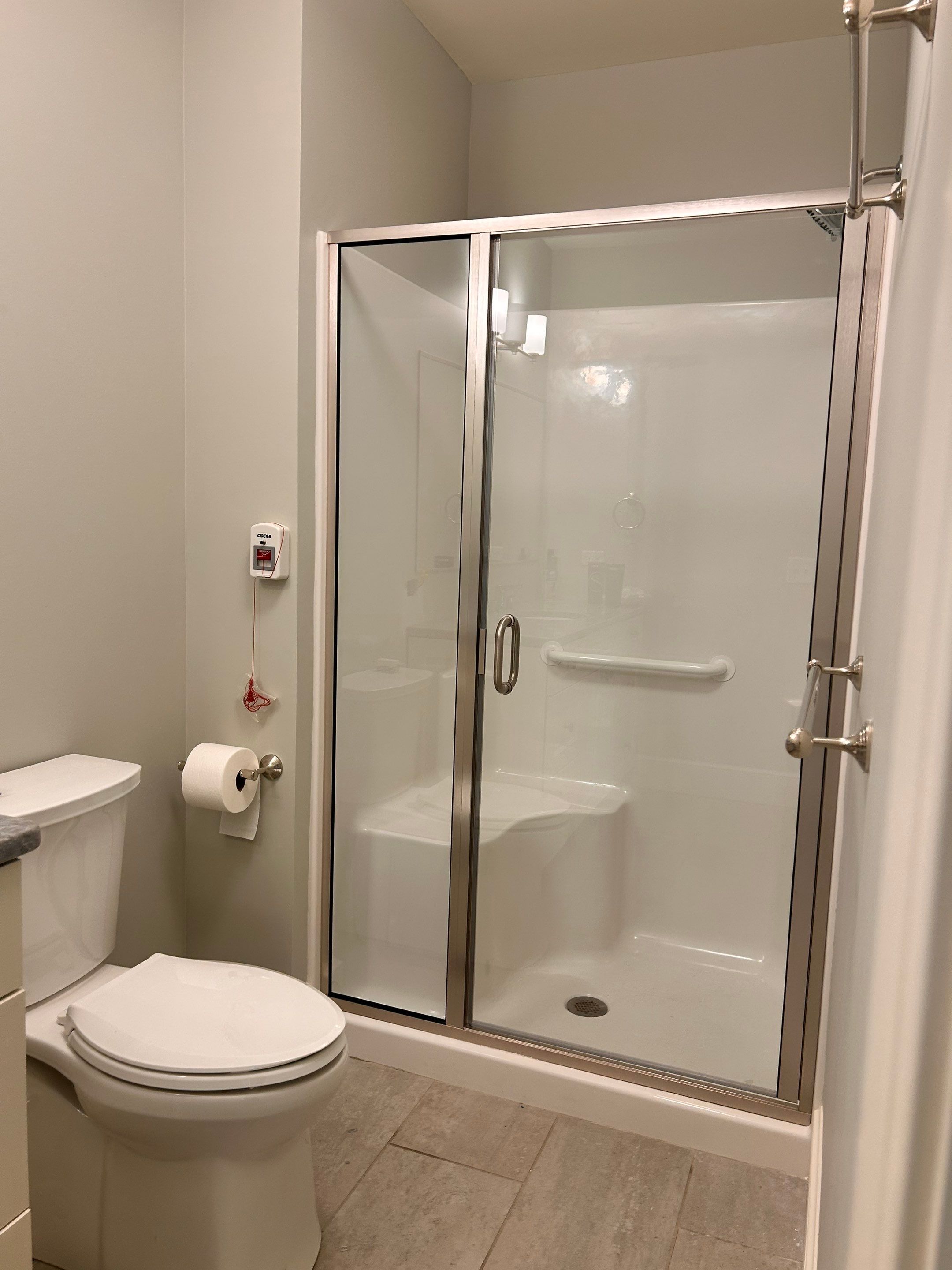 Bathroom Remodel using Alumax Shower and Glass Shelving by Cheshire Glass Company