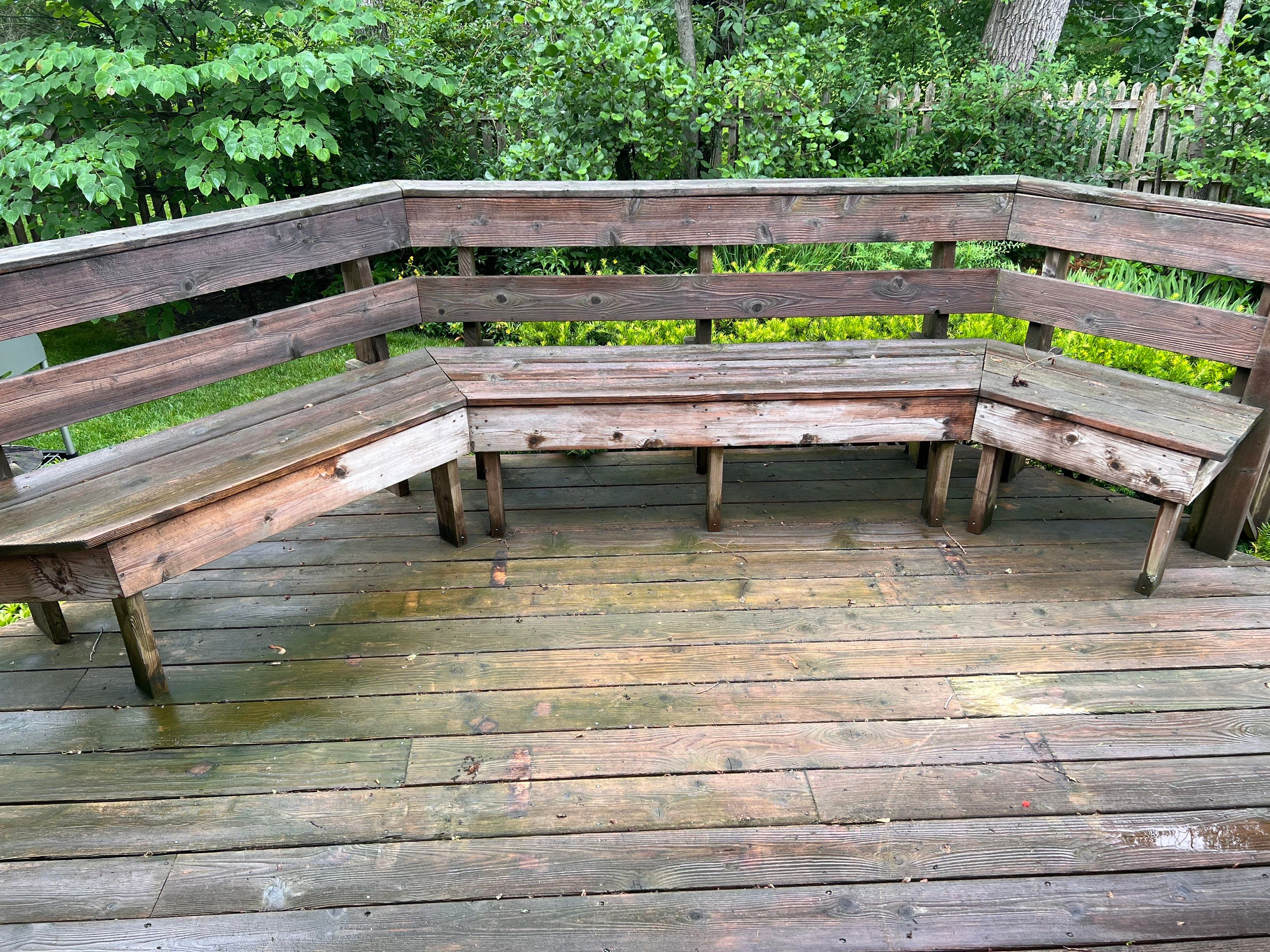 Wood deck cleaning, board replacement and staining by Northern Power Washing LLC.
