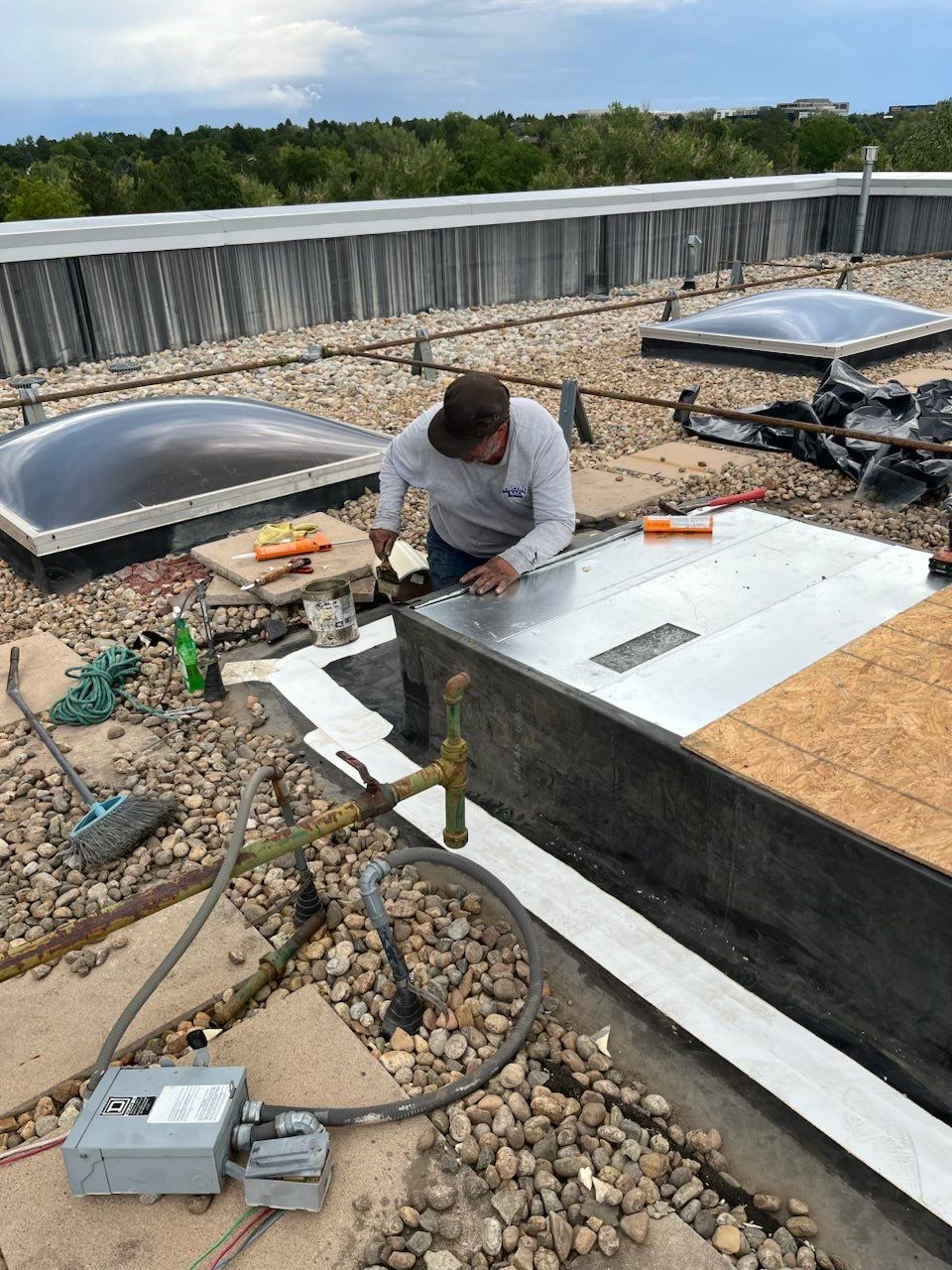 Bentley Denver Commercial Roofing Repair and HVAC Curb Flashing in Lone Tree CO by Rhino Roofing LLC