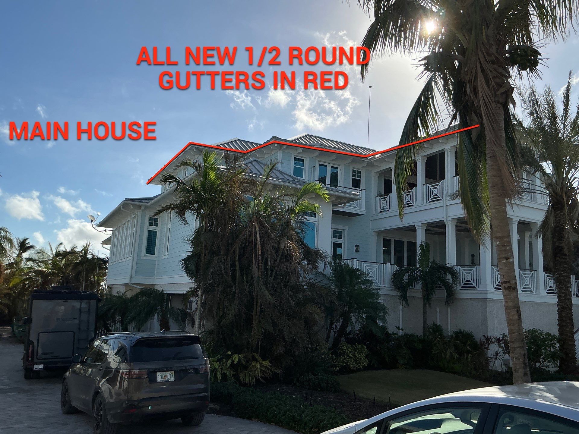 All New 1/2 Round Gutters in Nokomis FL by Gutter Professors