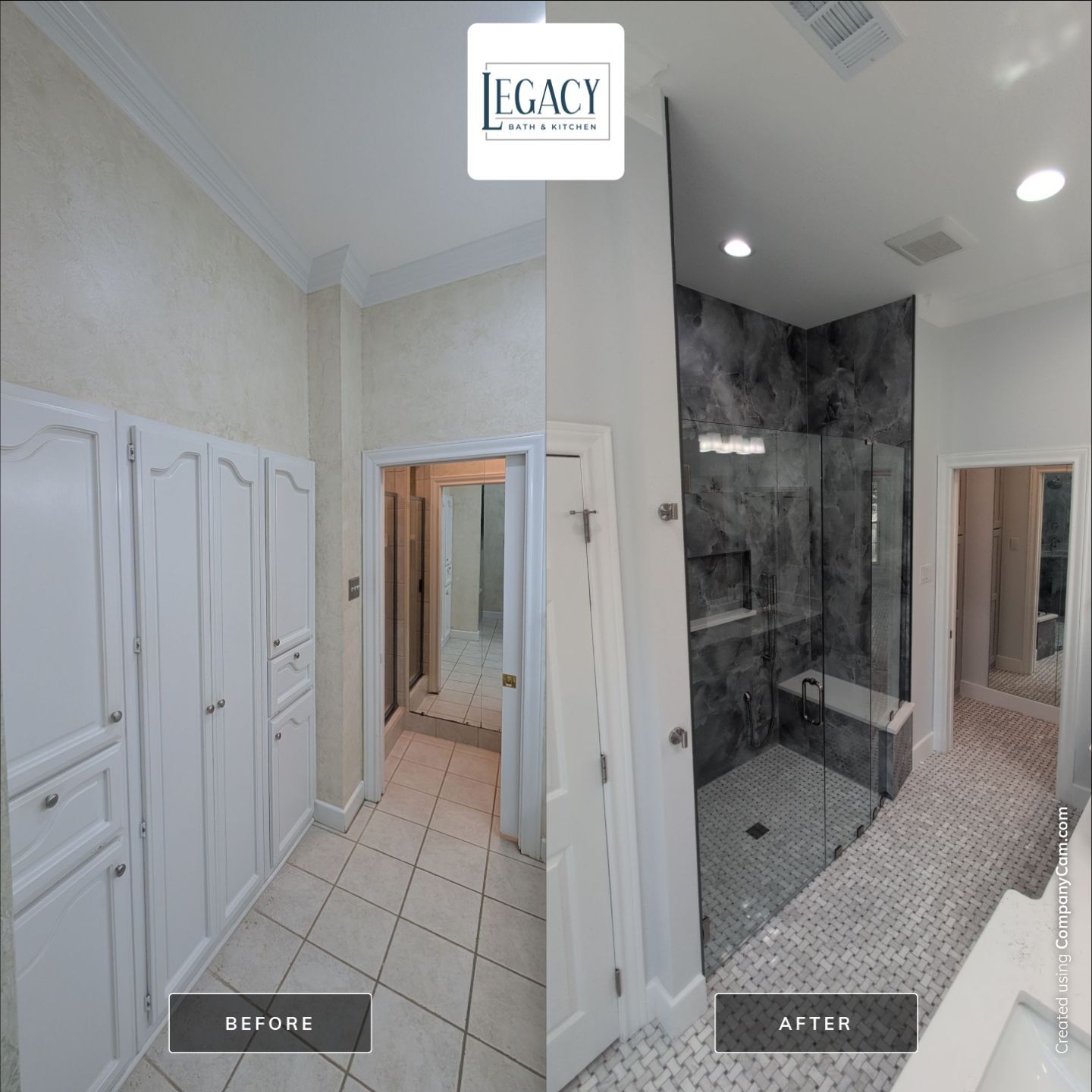 Walker Ranch Bathroom Remodel with Expanded Walk-In Shower and Custom Storage by Legacy Bath and Kitchen 