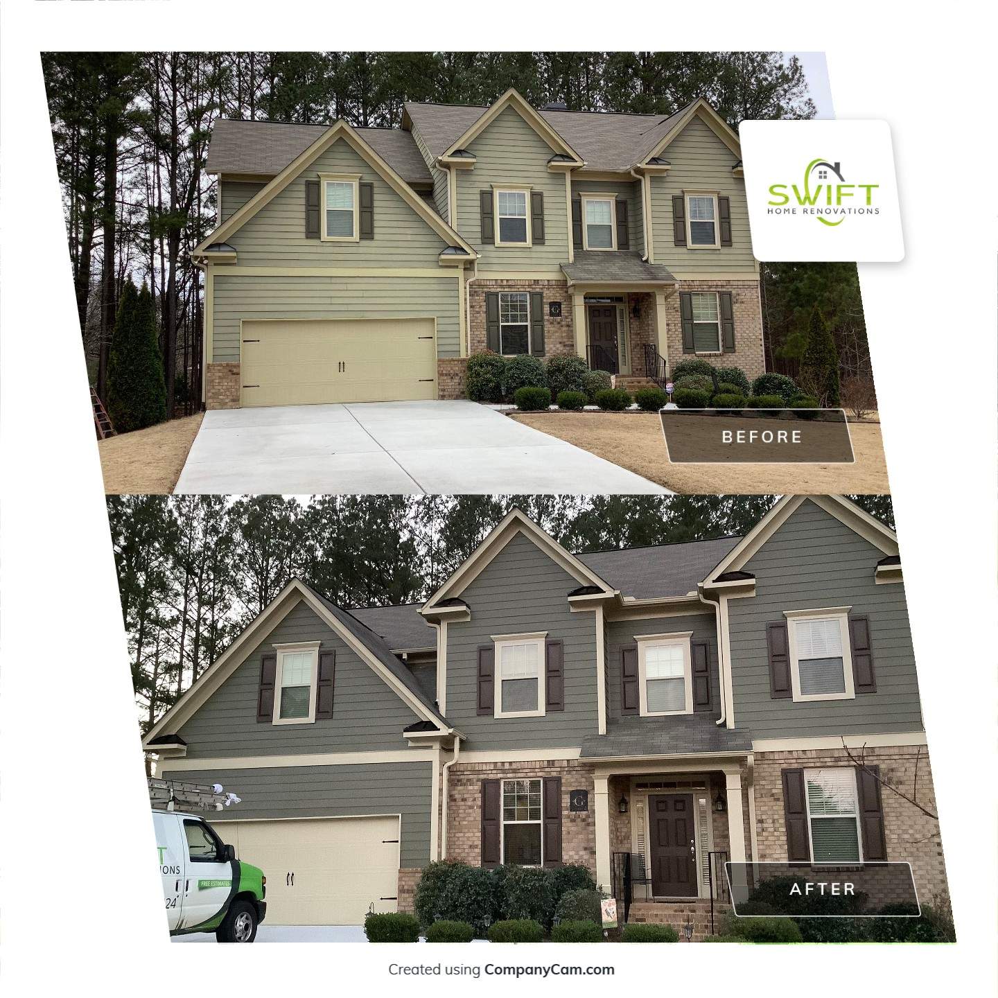 Complete Exterior Home Painting and Siding Refresh in Powder Springs by Swift Home Renovations