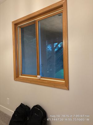 Residential Window Installation Featuring Natural Wood Frames in Gretna