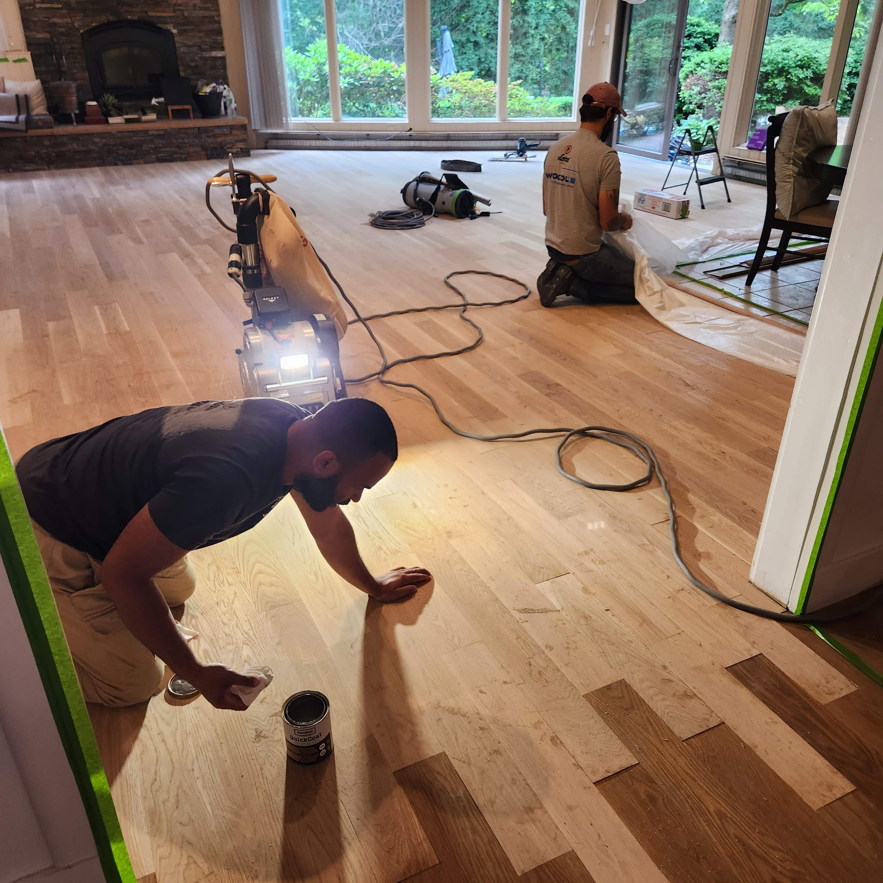 Installation of 5" Engineered Unfinished White Oak by Footprints Floors Morristown