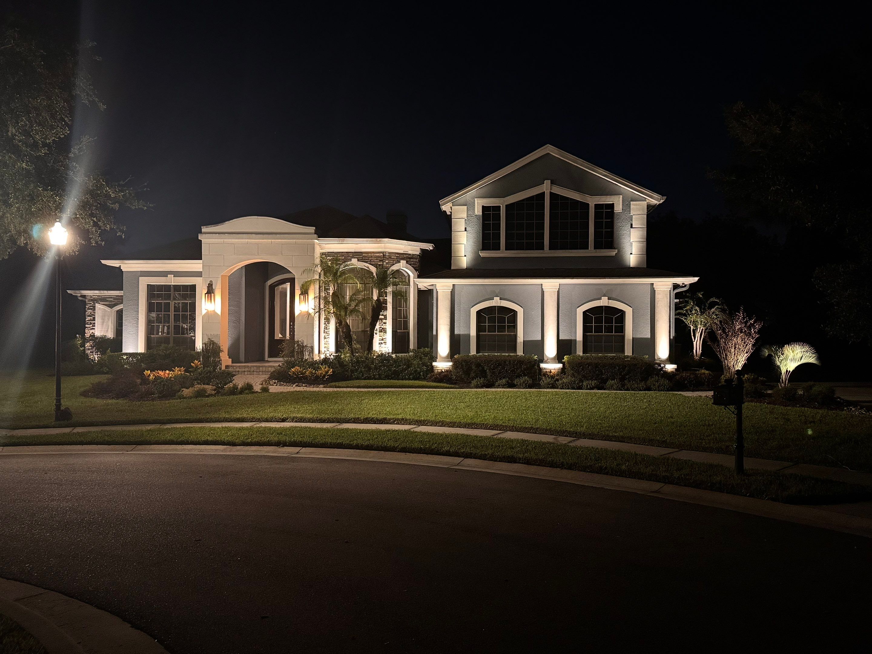 Custom Architectural Landscape Lighting Installation for Tampa Residence by Elegant Accents