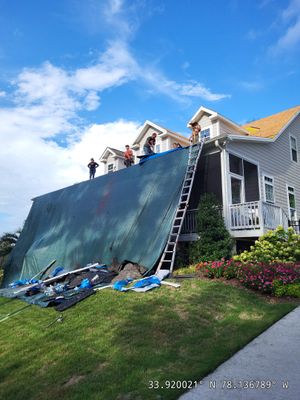 Oak Island Roof Replacement with CertainTeed Landmark Weathered Wood