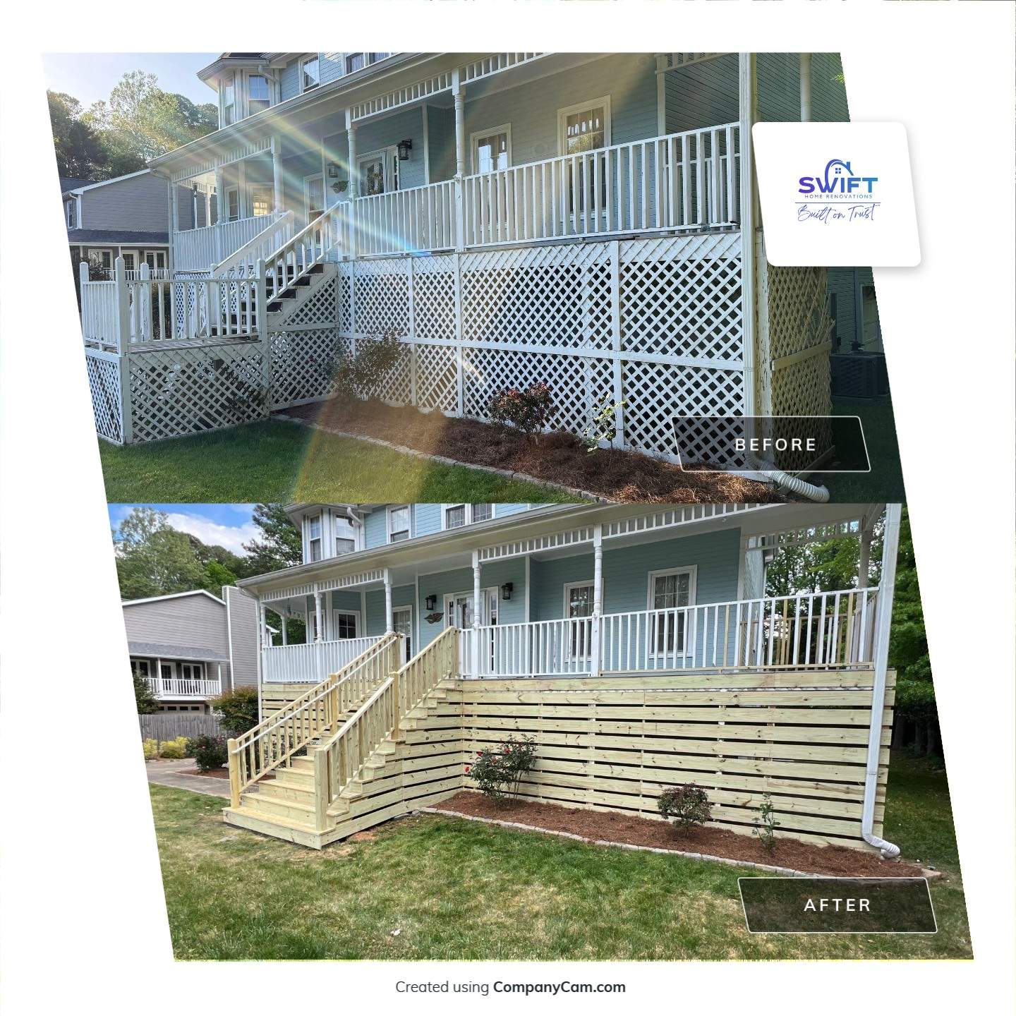 Marietta Porch Upgrade with Horizontal Pressure-Treated Wood Slats by Swift Home Renovations