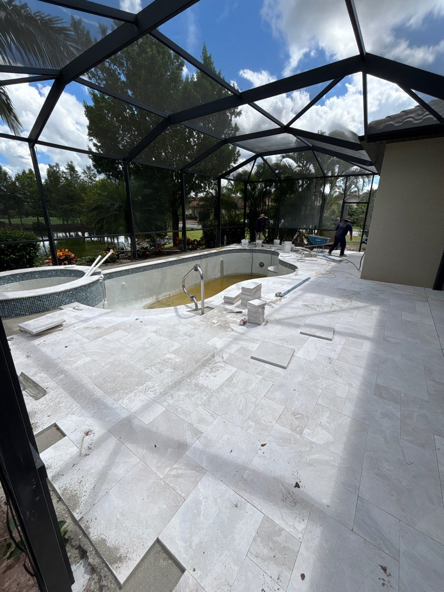 Textured Marble Pool Deck - Bonita National Golf & Country Club by Old Town Pavers Llc