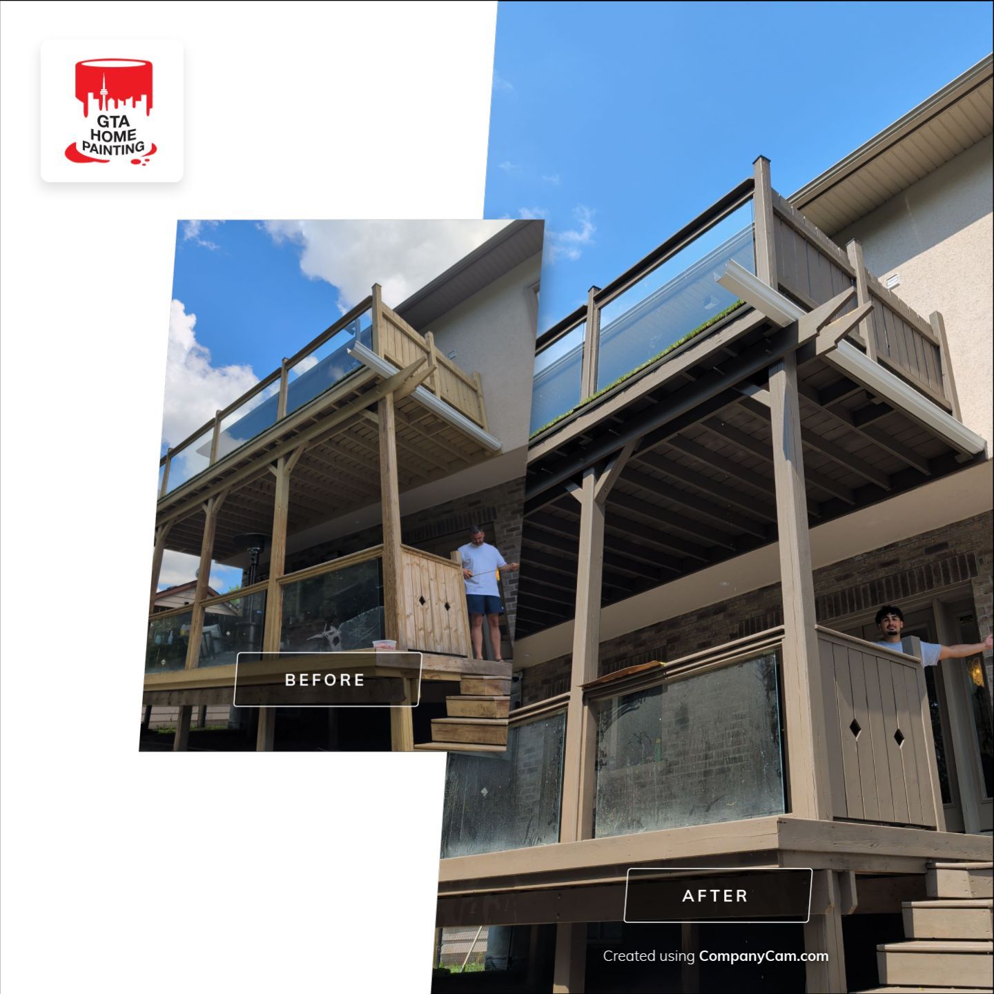 Multi-Level Deck Restoration and Glass Railing Installation in King by GTA HOME PAINTING
