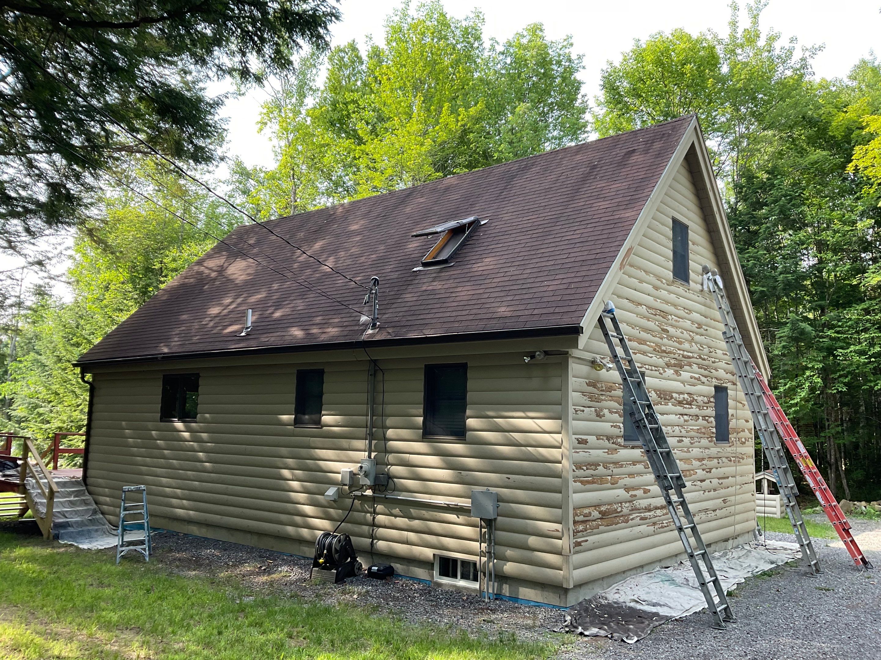 Log Cabin Exterior Restoration and Siding Staining in Readfield by Picture Perfect Pro Painting