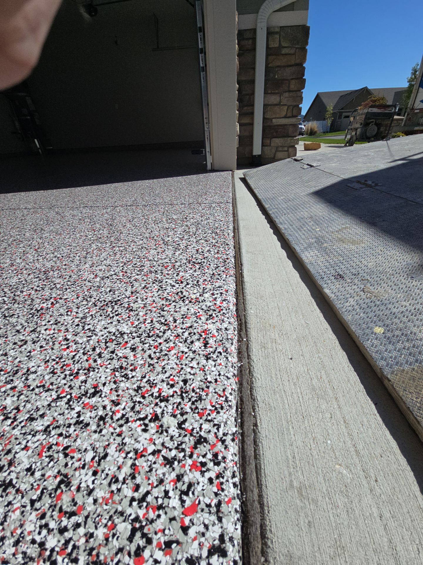 Garage Transformation using Domino w/ 5% Cherry Bomb Red  by Croc Coatings, LLC