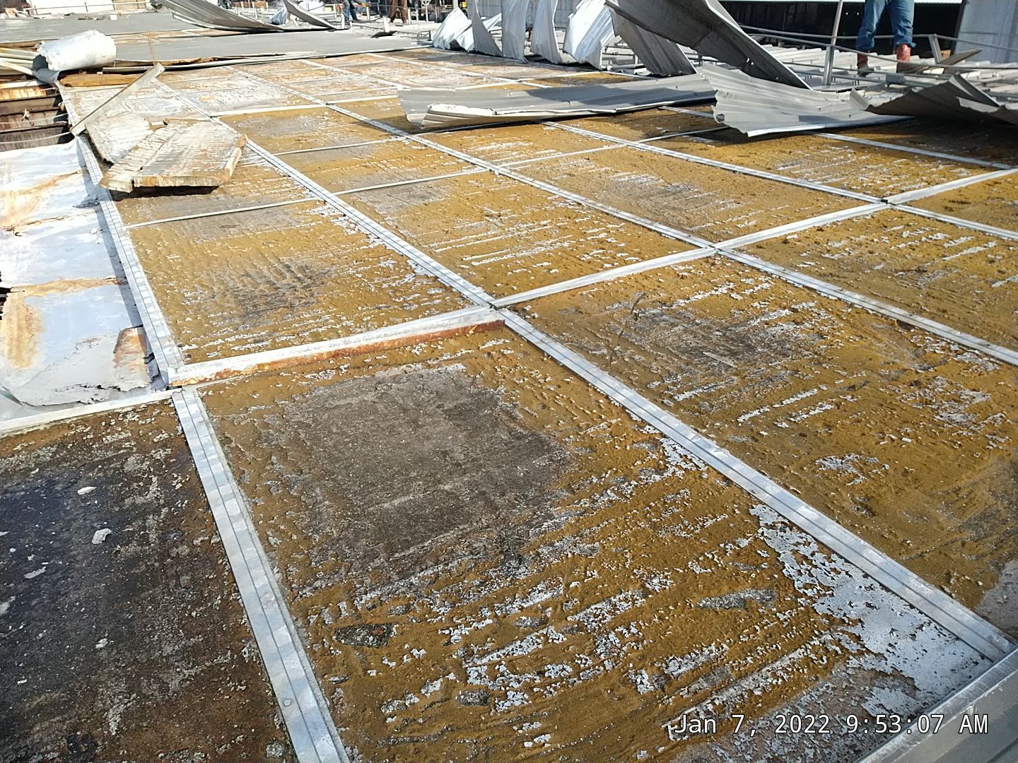 Commercial Roofing Installation using Aluminum Roofing panels by Hostetler Roofing
