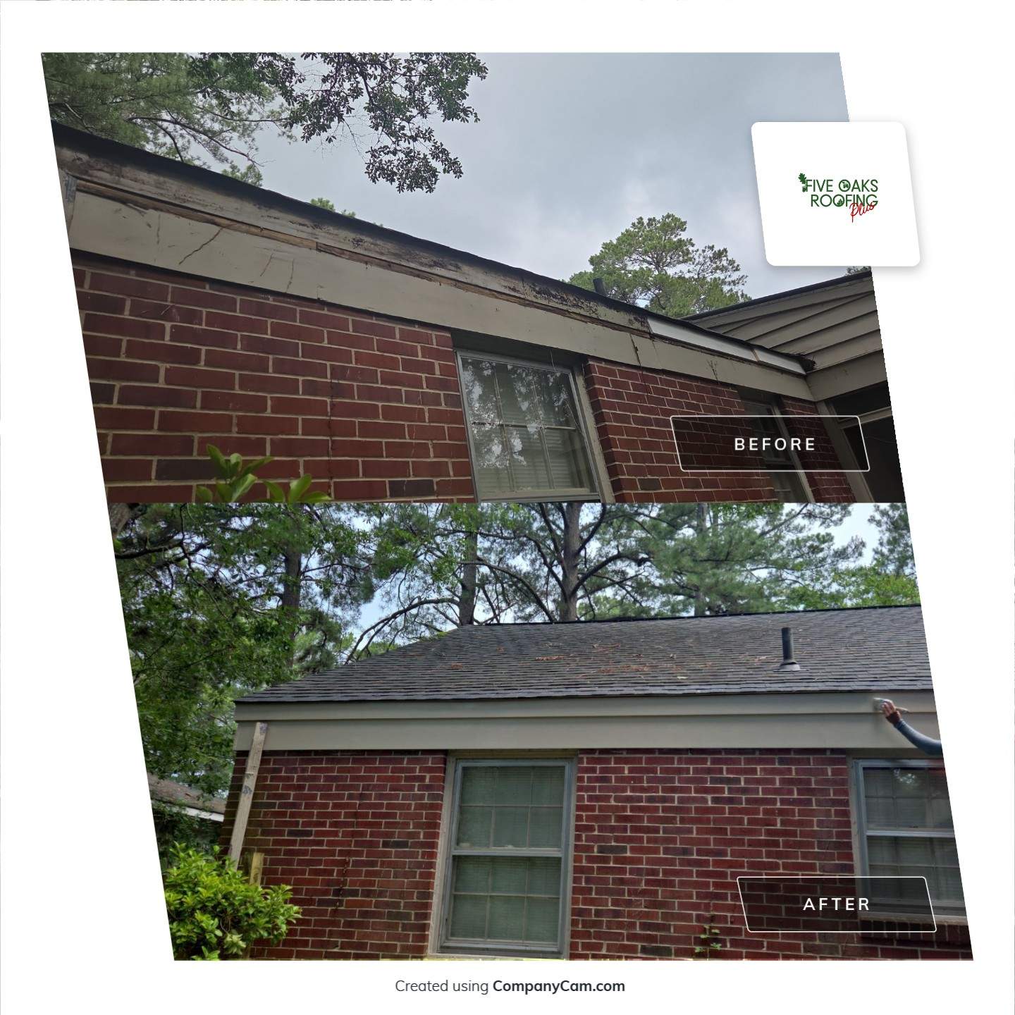 Fascia Replacement and Exterior Trim Painting for Rocky Mount Brick Home by Five Oaks Roofing Plus 