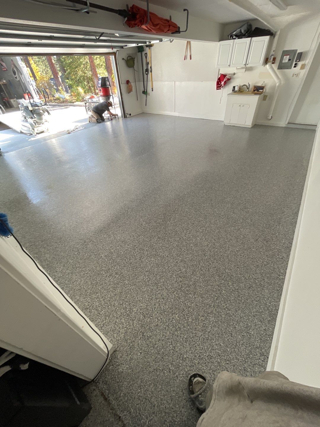 Garage Transformation using Slate Stone by Croc Coatings, LLC