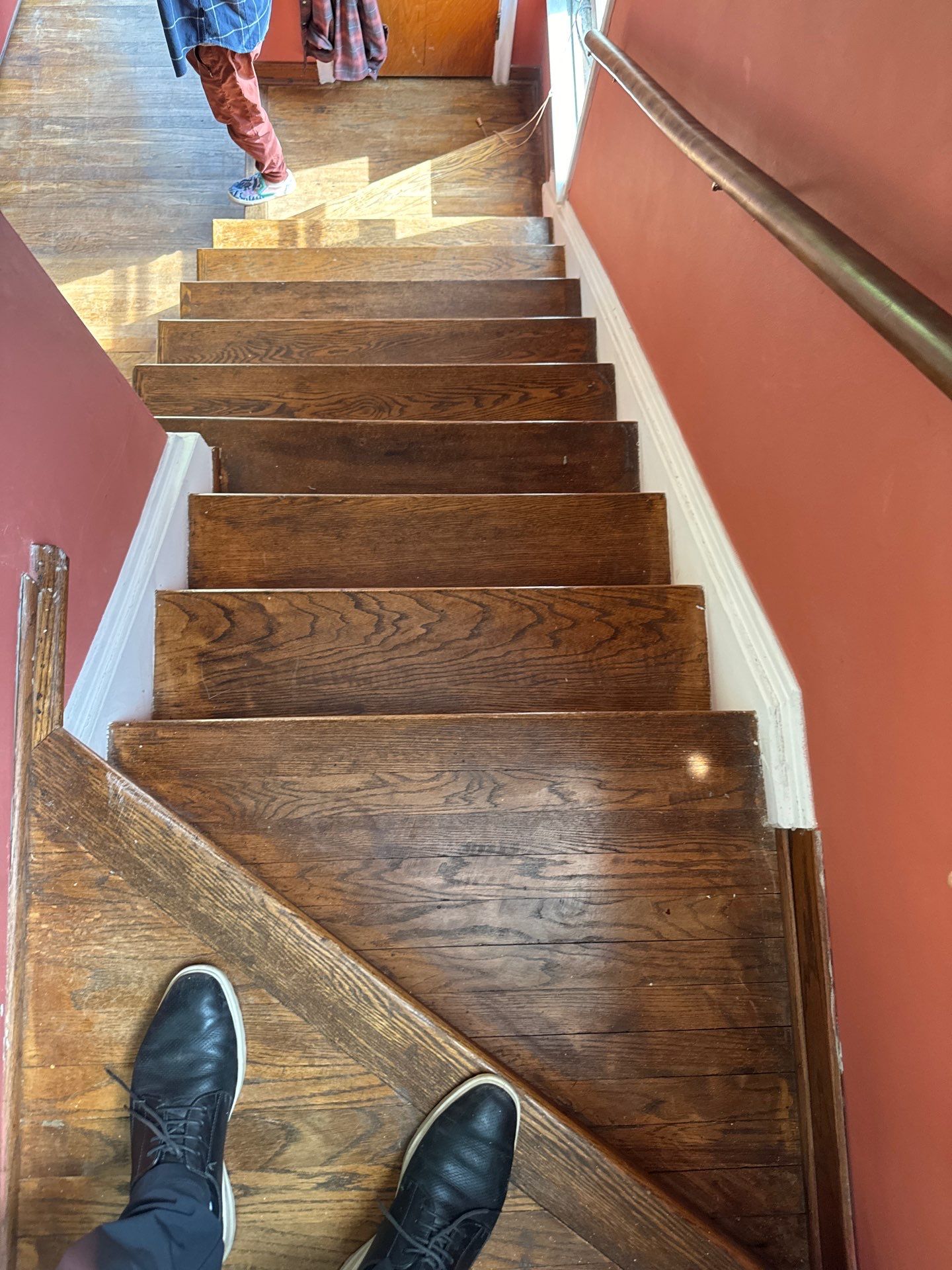 Hardwood flooring sanding using 2 1/4" Red oak flooring Golden Oak Stain by Ann Arbor Hardwoods