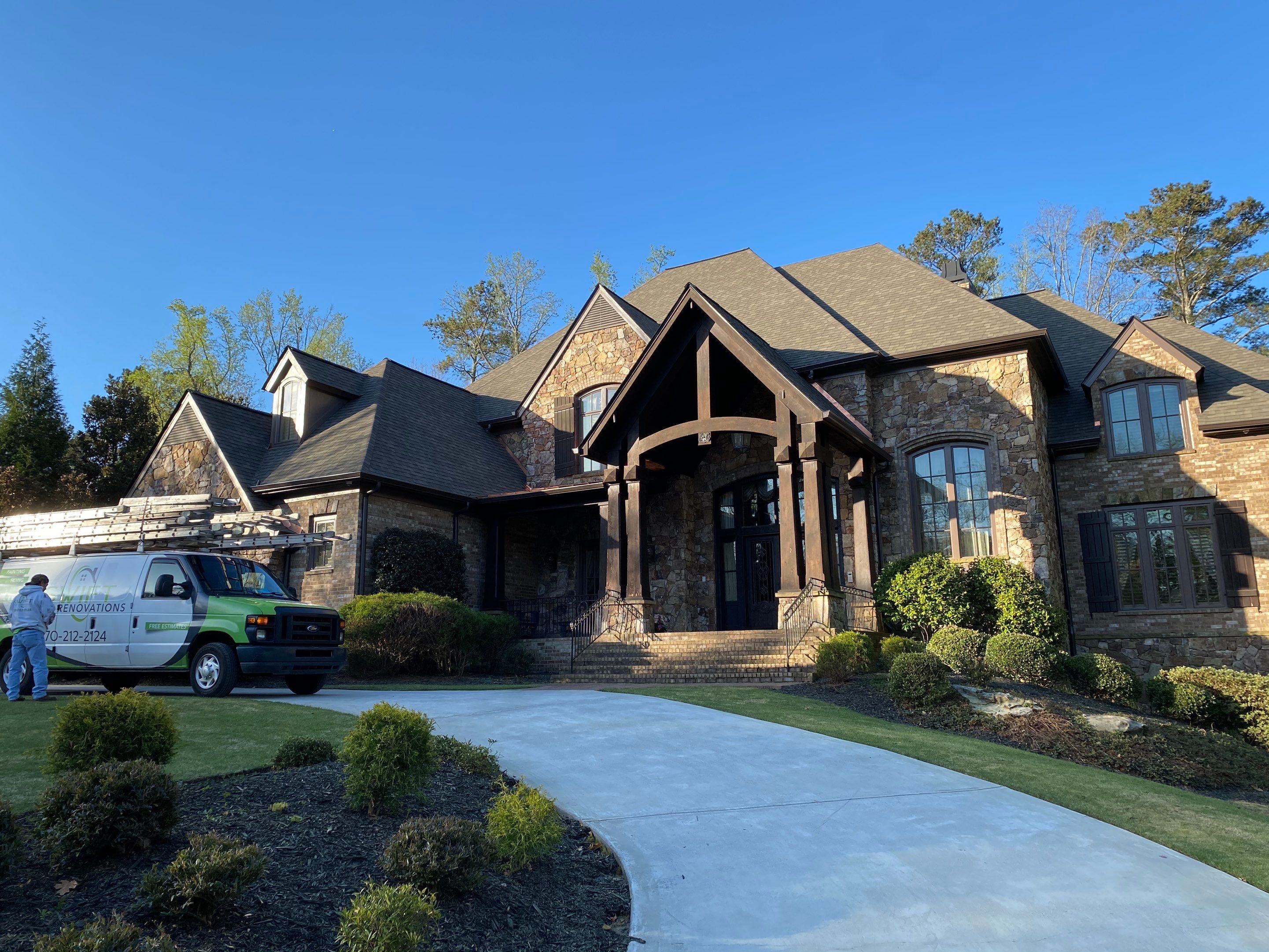 Exterior Painting and Trim Refresh for Large Brick Residence in Suwanee by Swift Home Renovations 