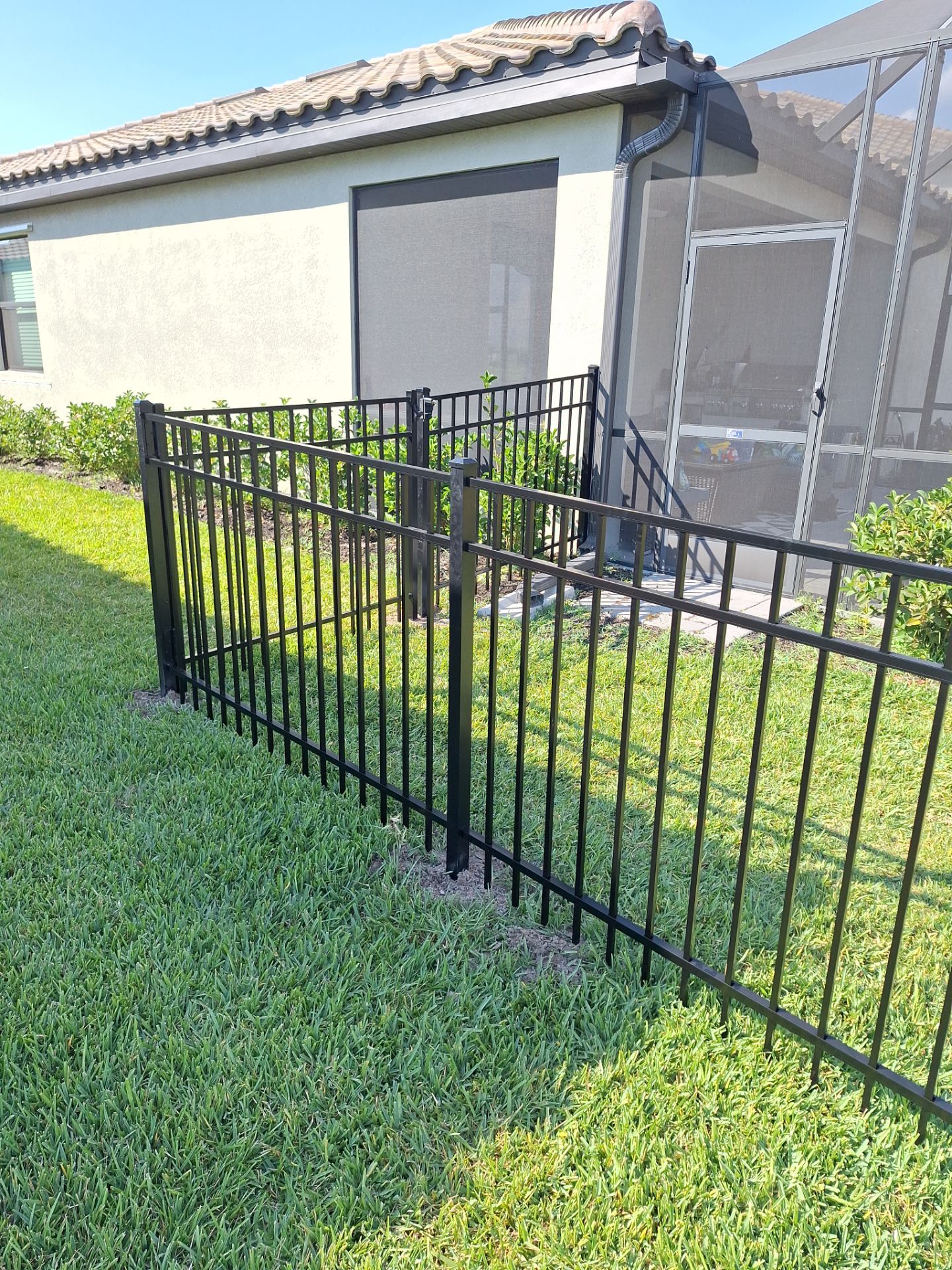 Aluminum Fence Installation using Black 3 Rail Aluminum Fence by Asap fence and gates, LLC