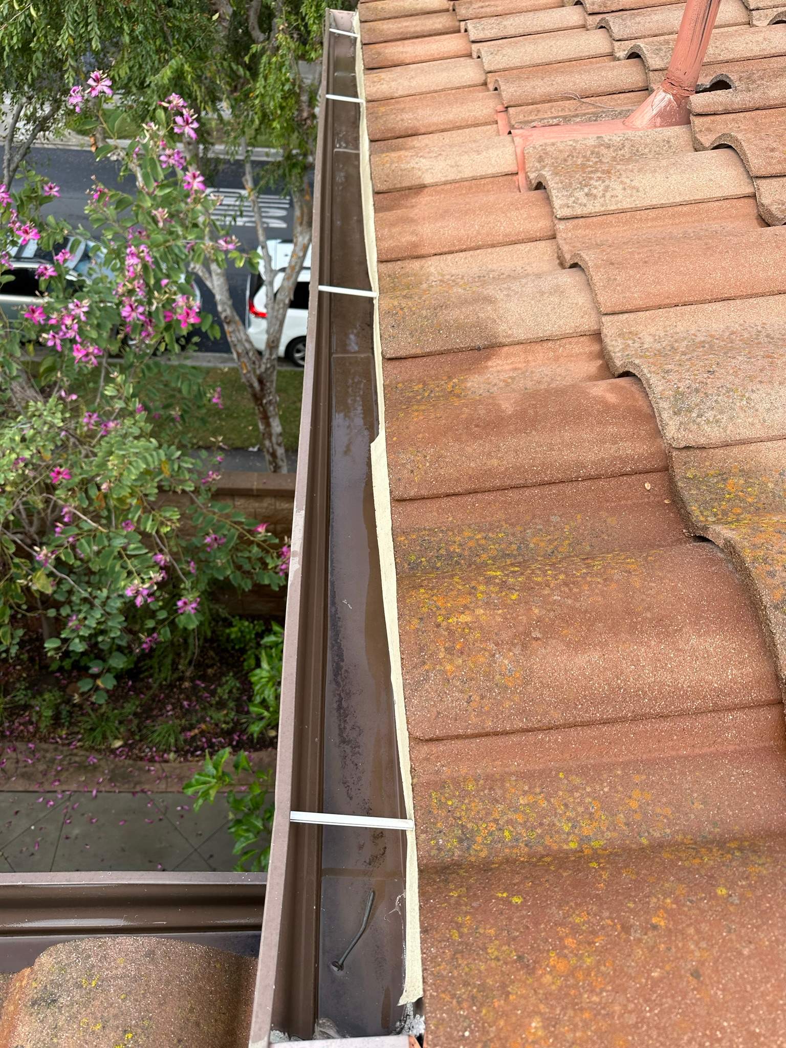 Clogged gutters at this Irvine home in Woodbury by Property Cleaning Experts, LLC