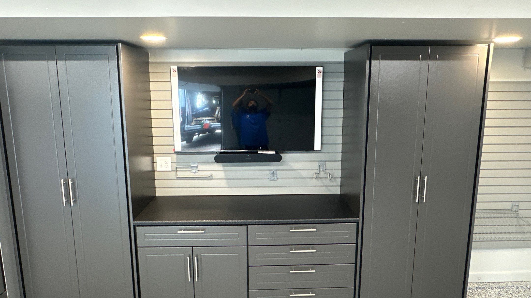 David M. took his garage up a notch with Brand new cabinets and an amazing floor by Banner Garage