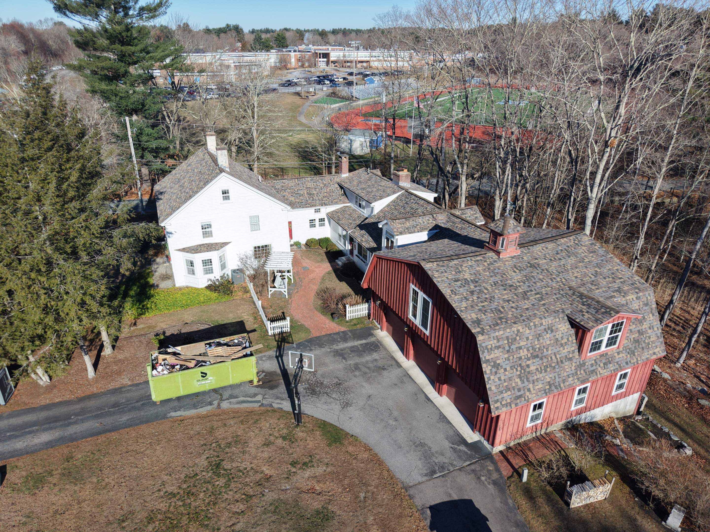 Historic 65-Square Connected Farmhouse Re-Roof in Medfield, MA – Owens Corning Duration Designer, Summer Harvest by JOHNNYS PRO