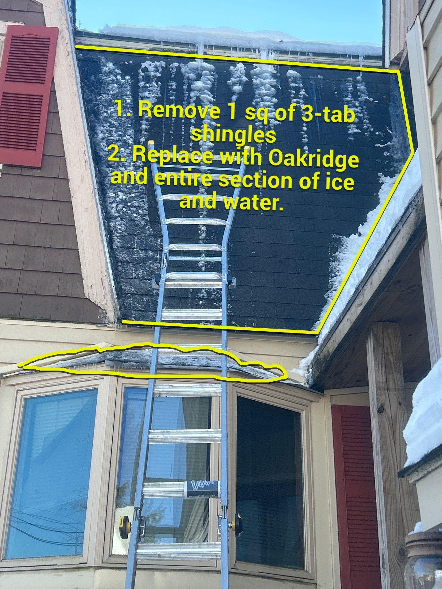 Ice dam removal by Mighty Dog Roofing of Greater Middlesex County