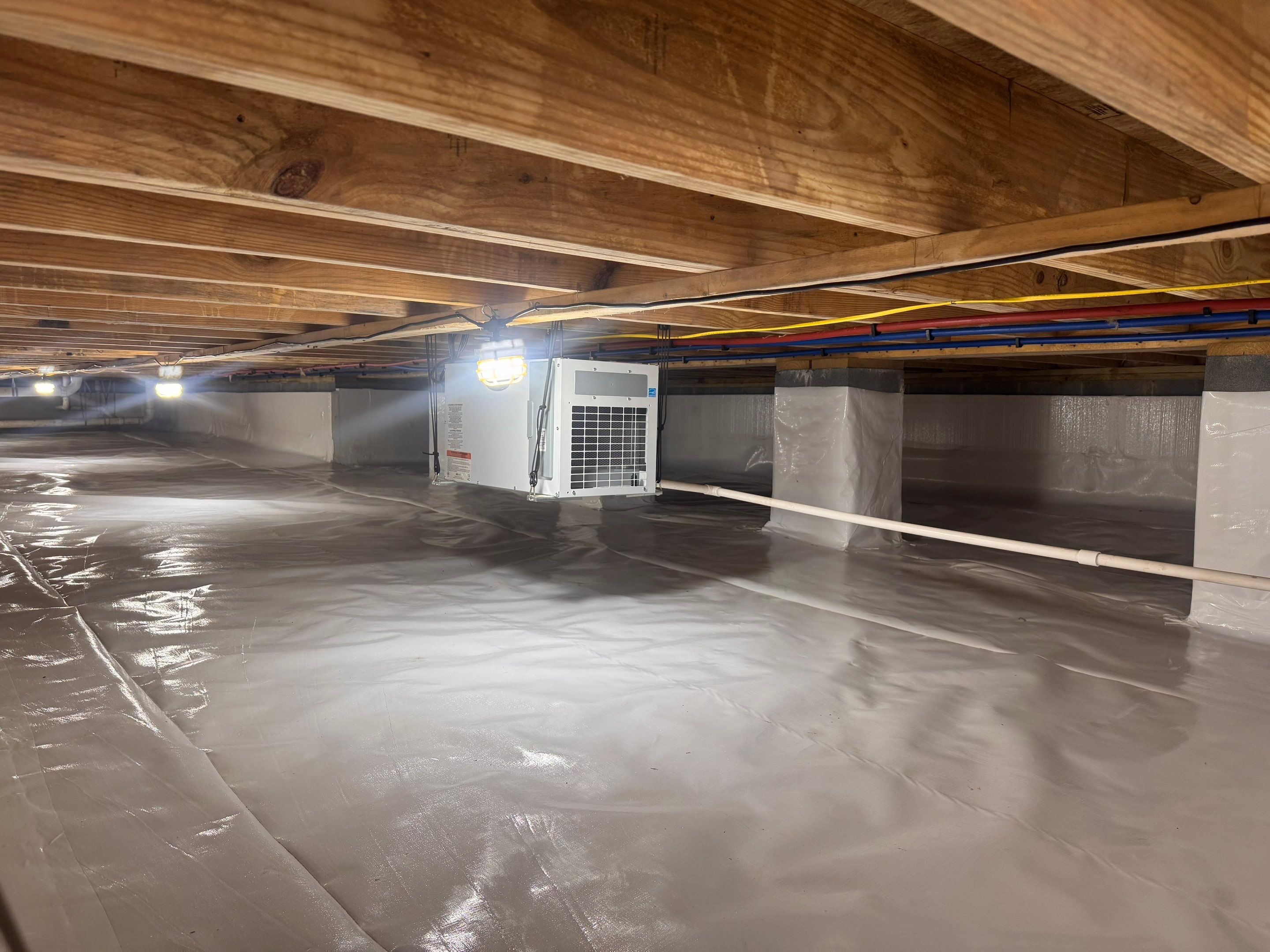 Premium Encapsulation with 20Mil, Borafoam insulation and Light System. by Impact Crawlspace