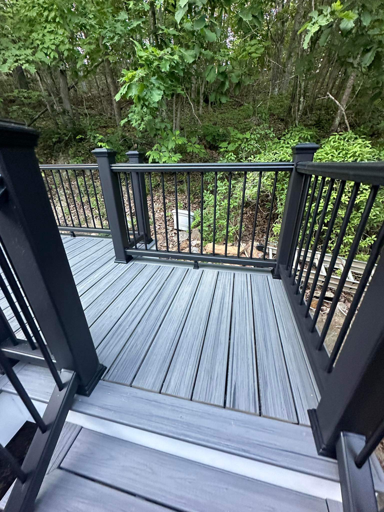 Pool Deck replacement, Trex Tropical Island Mist , Black Transcend railing. by DiGiorgi Roofing and Siding Inc