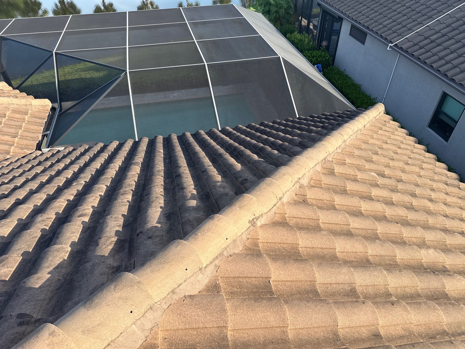 Soft Wash Roof Cleaning – Concrete Tile Roof | Artisan Lakes Esplanade, Palmetto, FL by Sunshine AquaWash