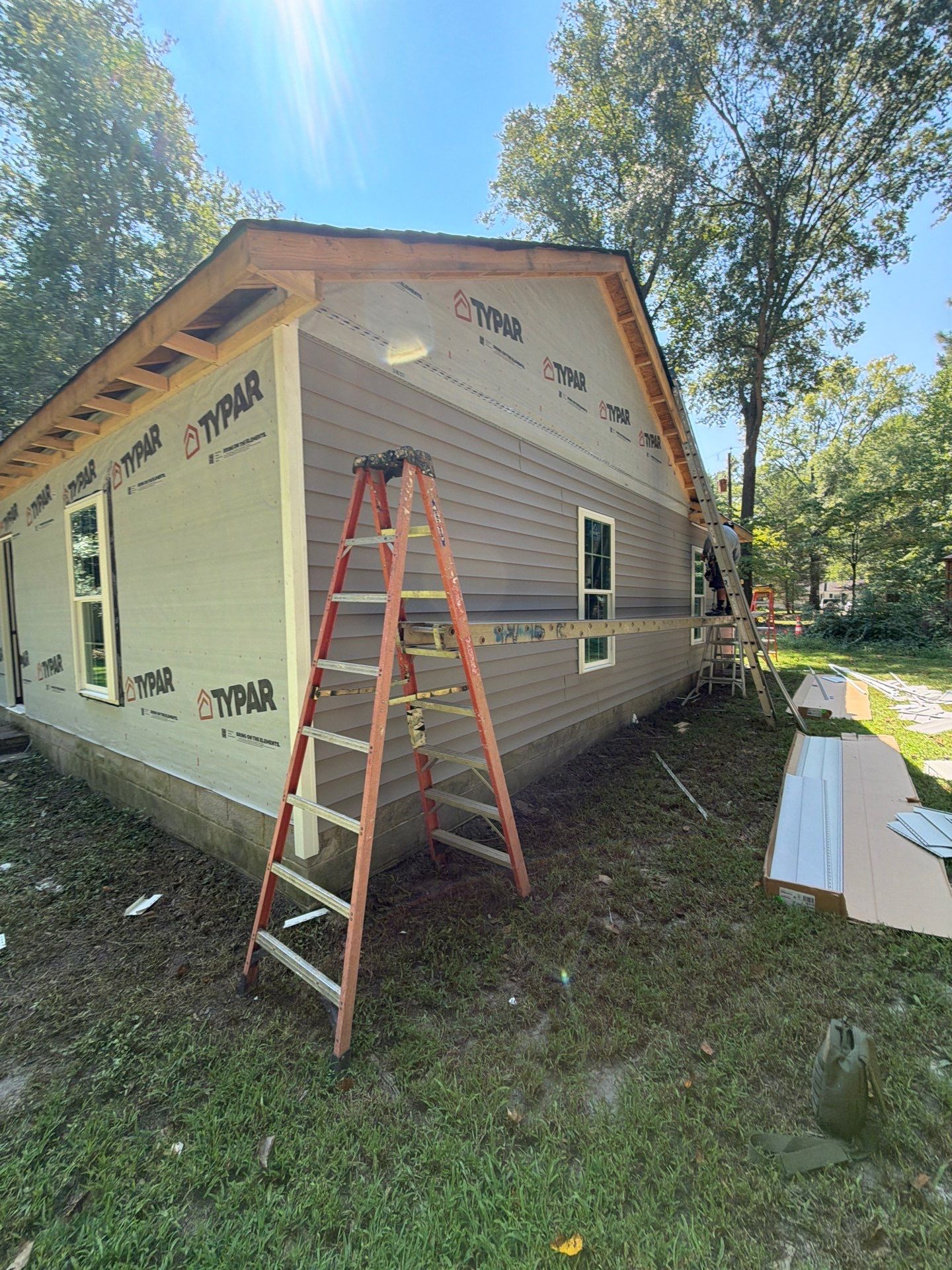 Single-Story New Construction Vinyl Siding Install in Gloucester by Cade Construction
