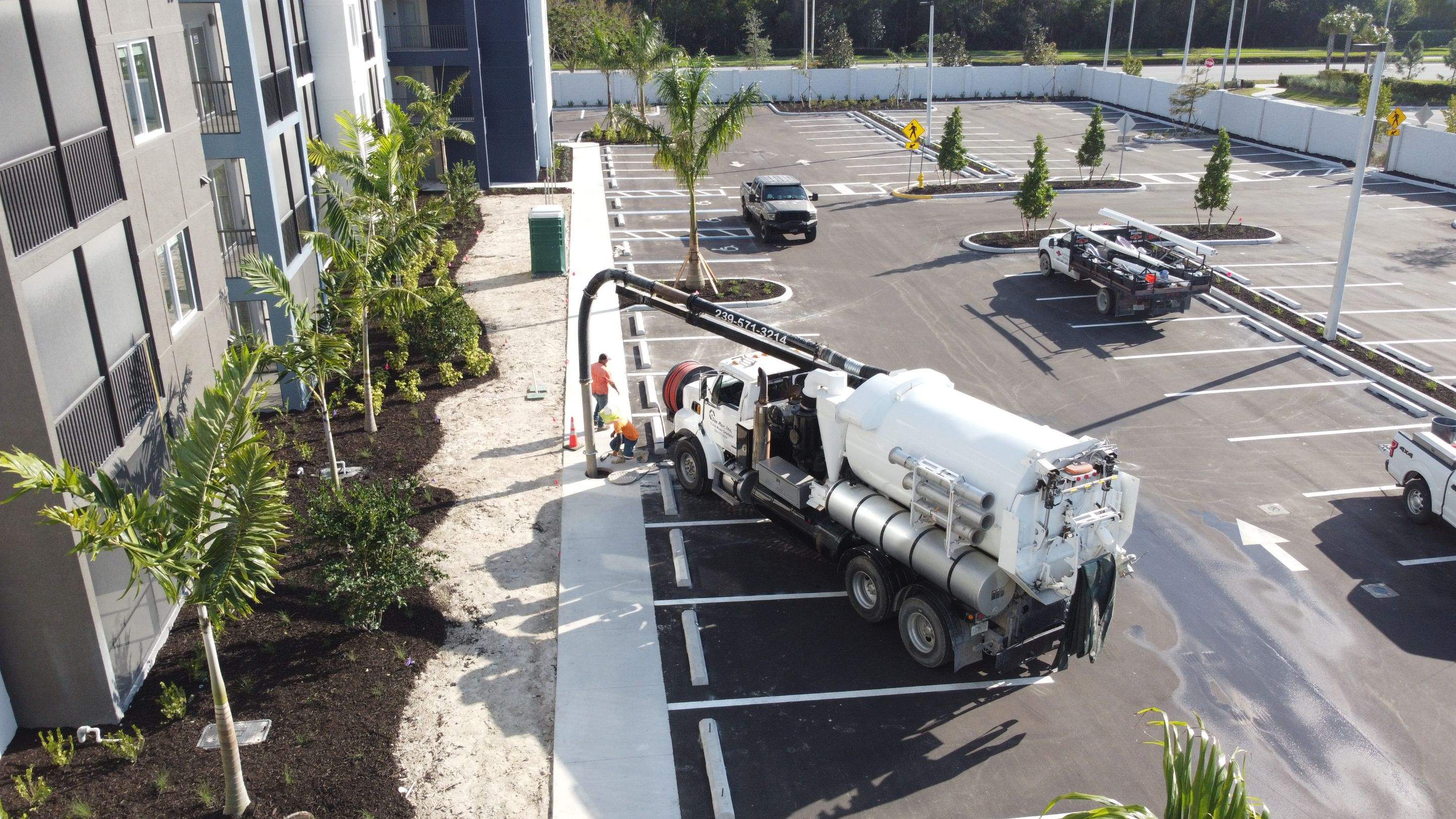 New Construction Apartment Complex Stormwater System and Sewer System Cleaning by Don Mar, Inc. Storm Water Solutions
