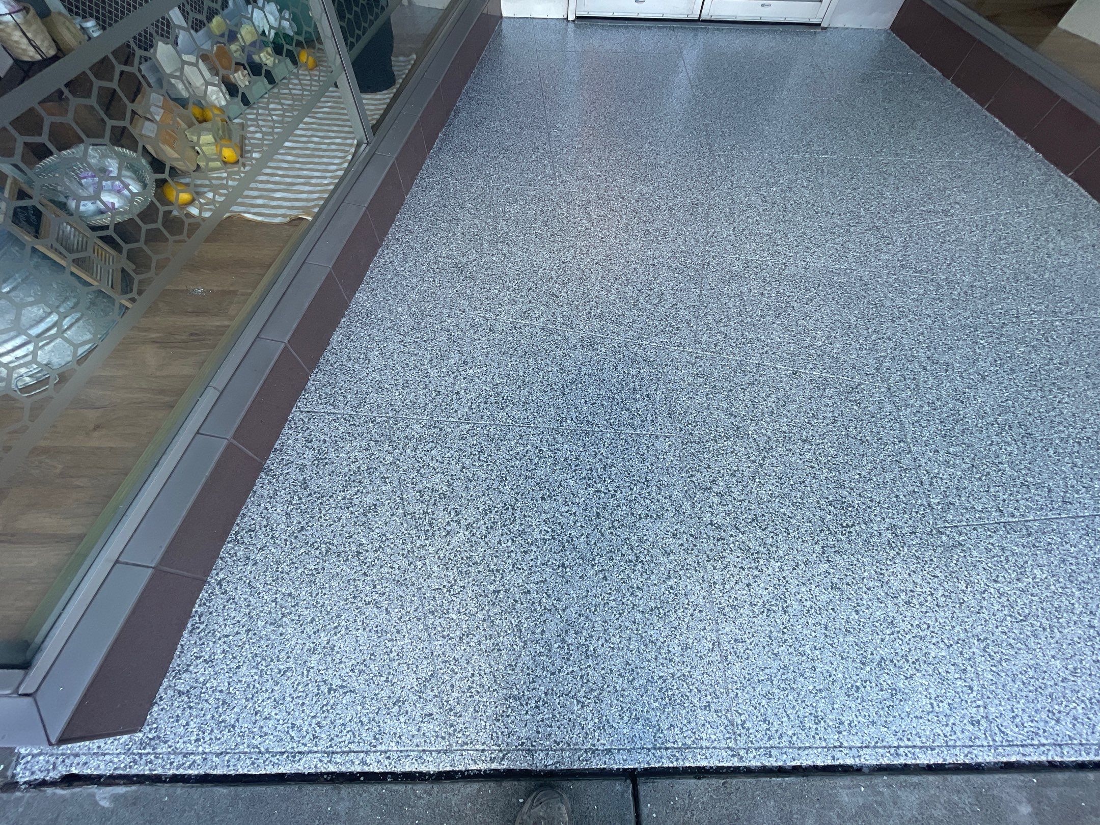 Commercial Floor Transformation using Slate Stone by Croc Coatings, LLC
