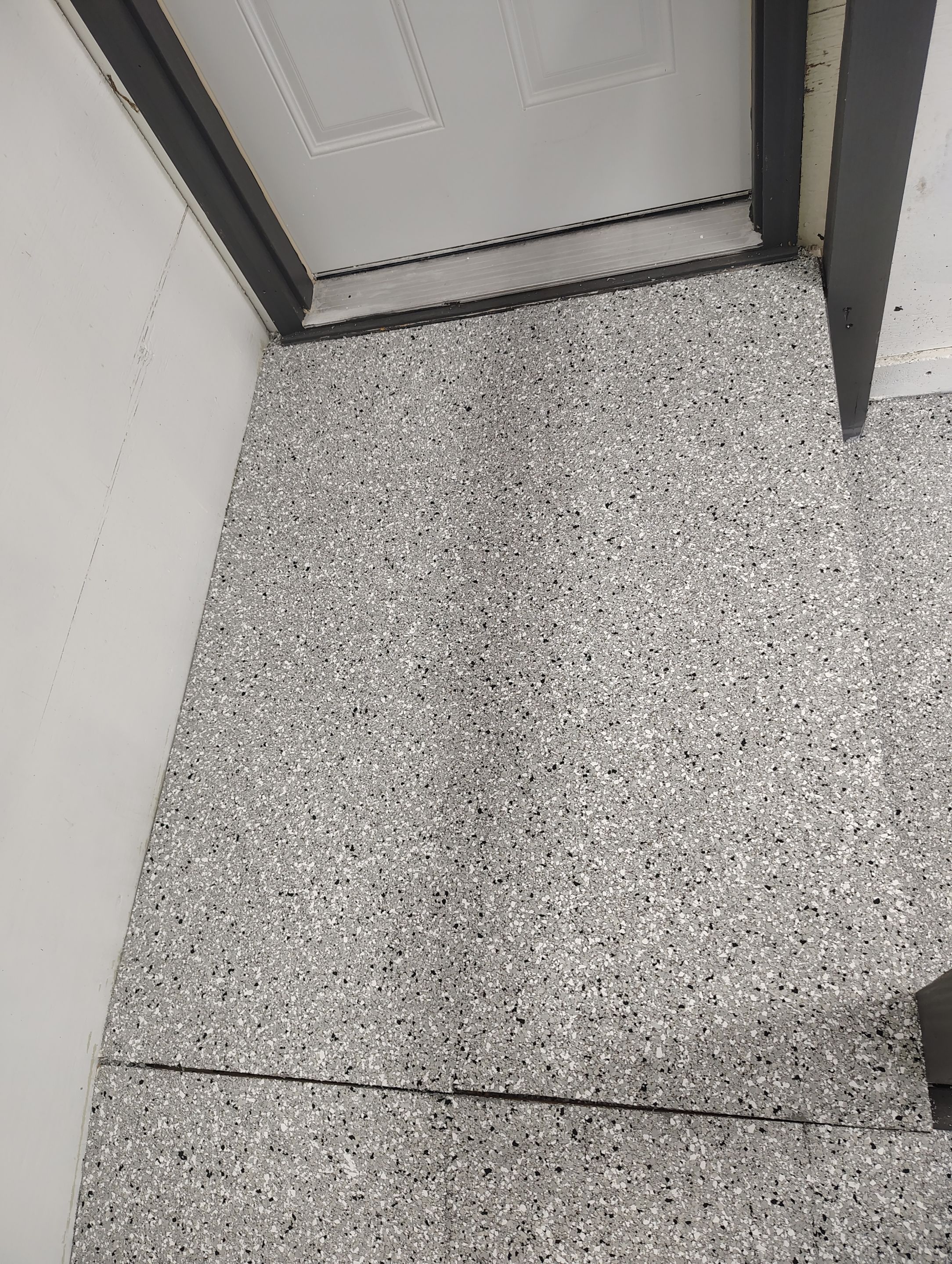 Yankton Garage Concrete Coating With Feather Gray Decorative Chips by Select Painting, Coatings & Garage Cabinets