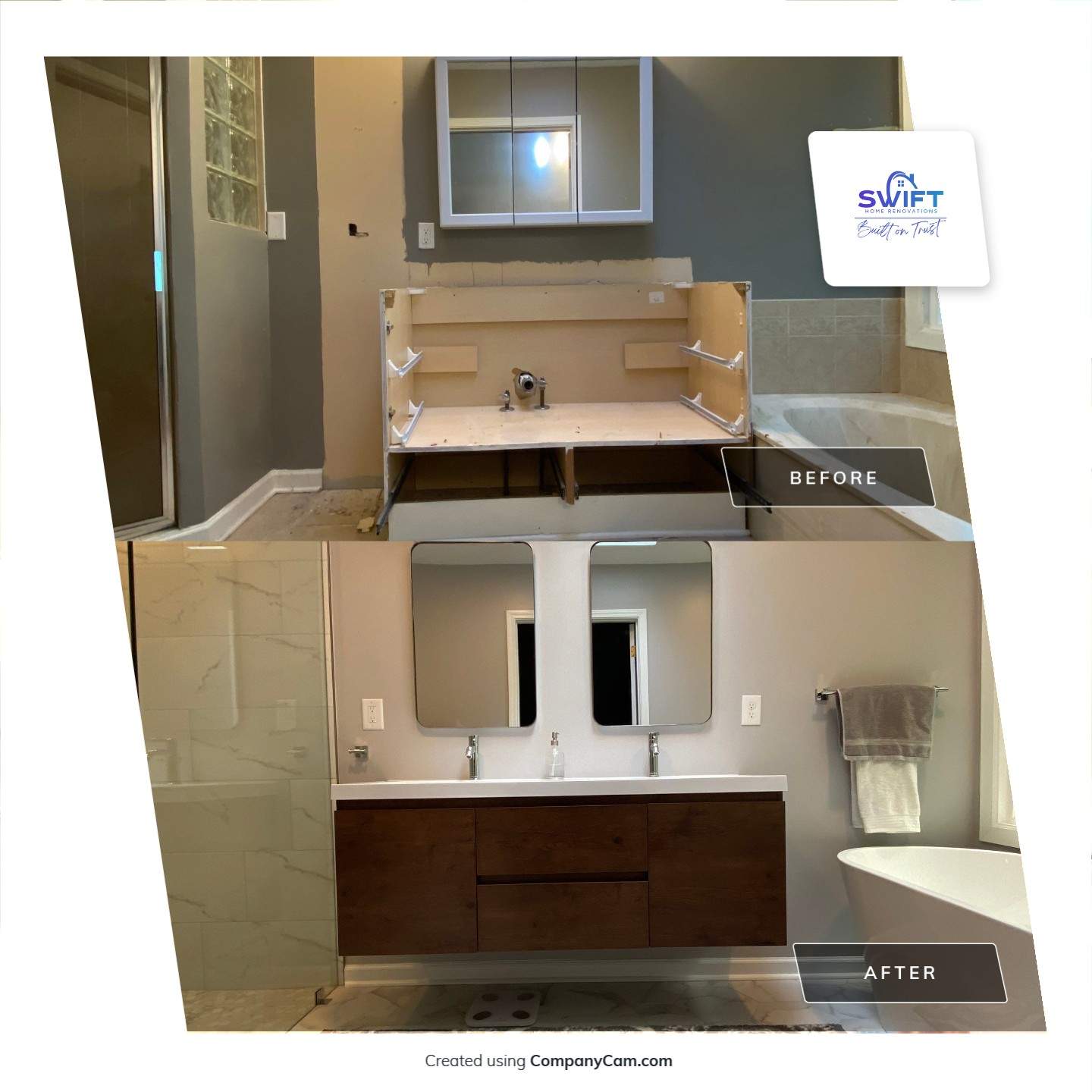 Luxury Bathroom Remodel with Marble Tiles in Kennesaw by Swift Home Renovations 