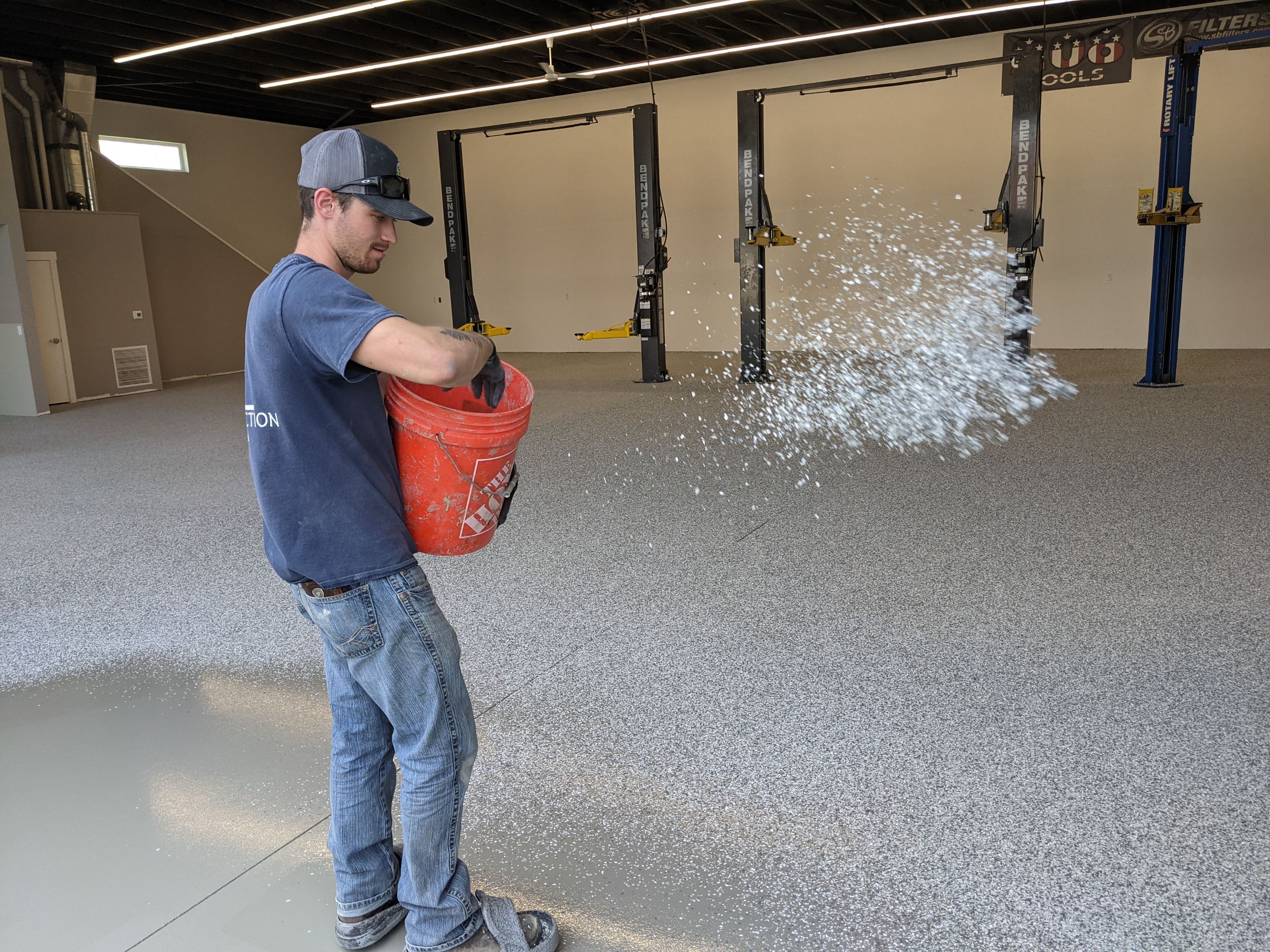 Commercial Floor Transformation using Slate Stone by Croc Coatings, LLC
