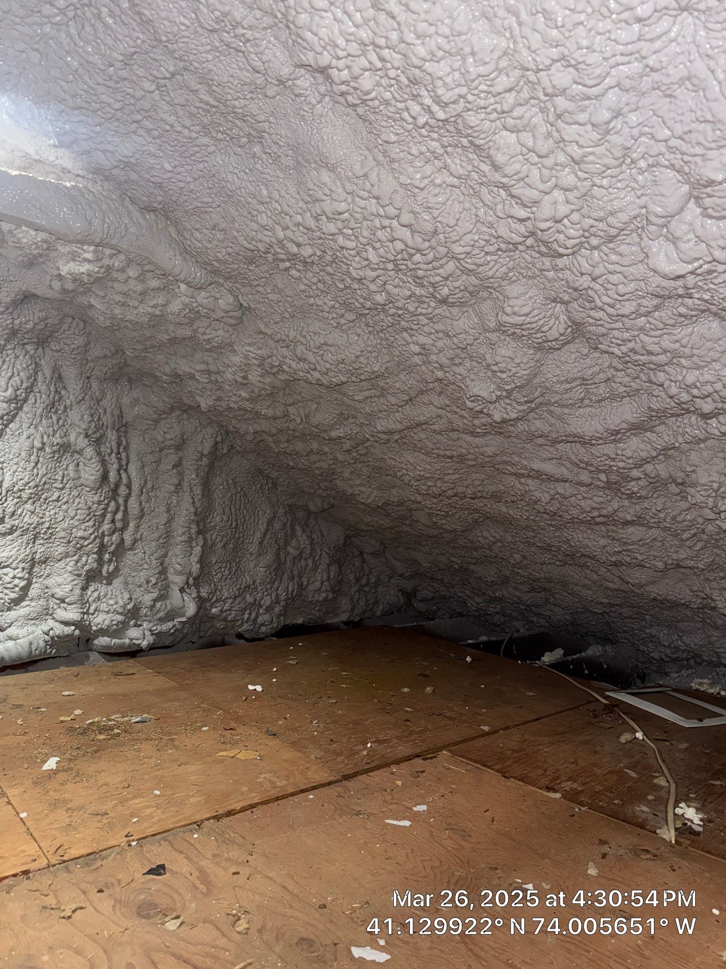 Attic Insulation using open cell spray foam and closed cell rim joist by NYS Foam & Energy