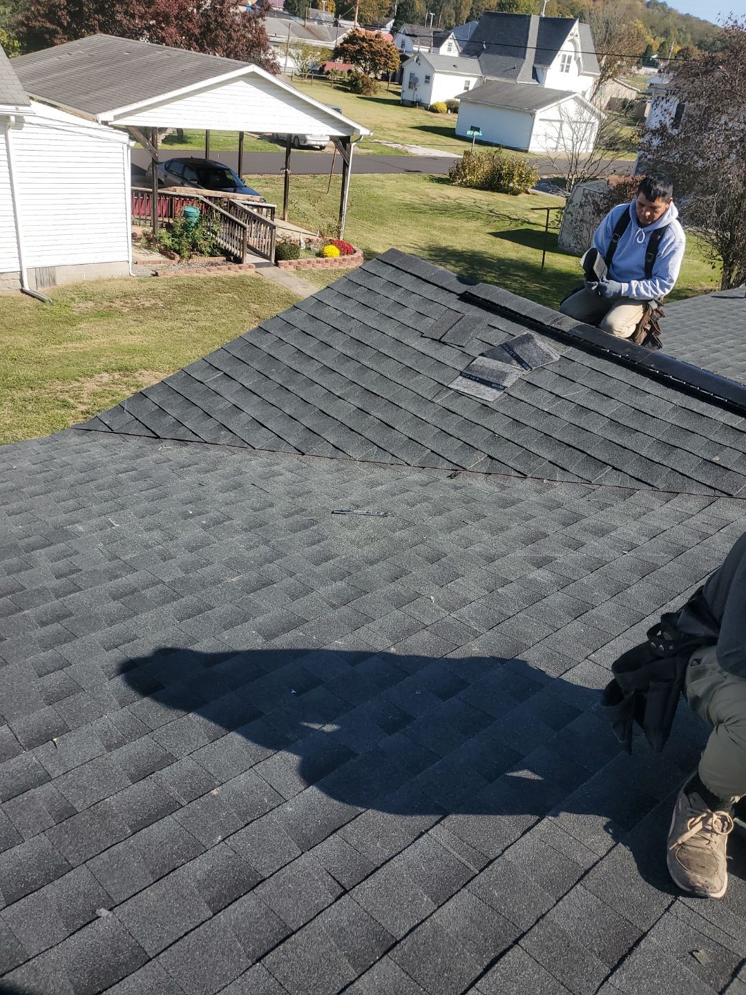 Residential Roofing Installation using GAF Timberline HDZ Biscayne Blue by Rainstoppers Roofing