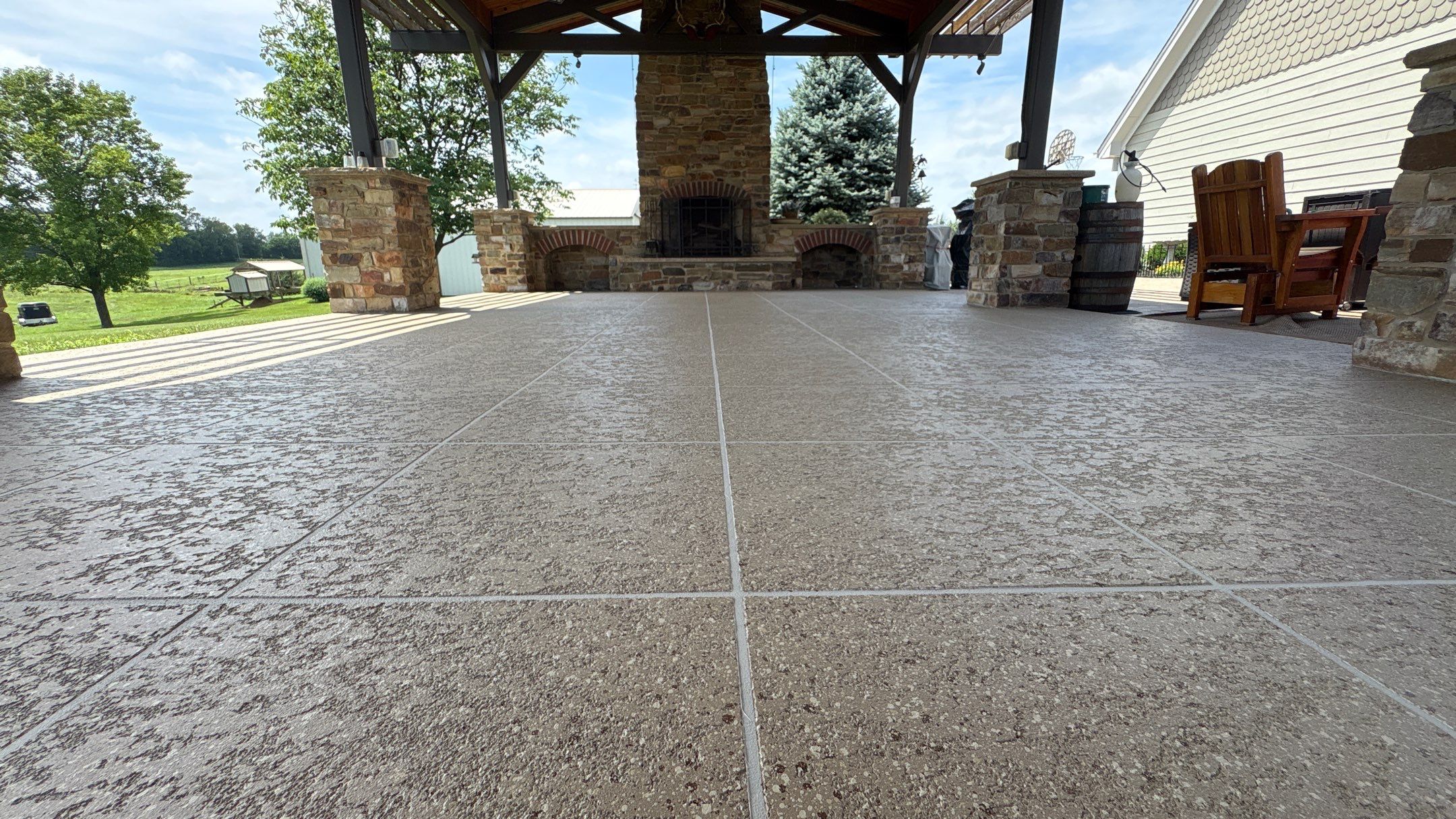 Custom Back Patio Resurface - Kearney, MO by Big Red Decorative Concrete, LLC