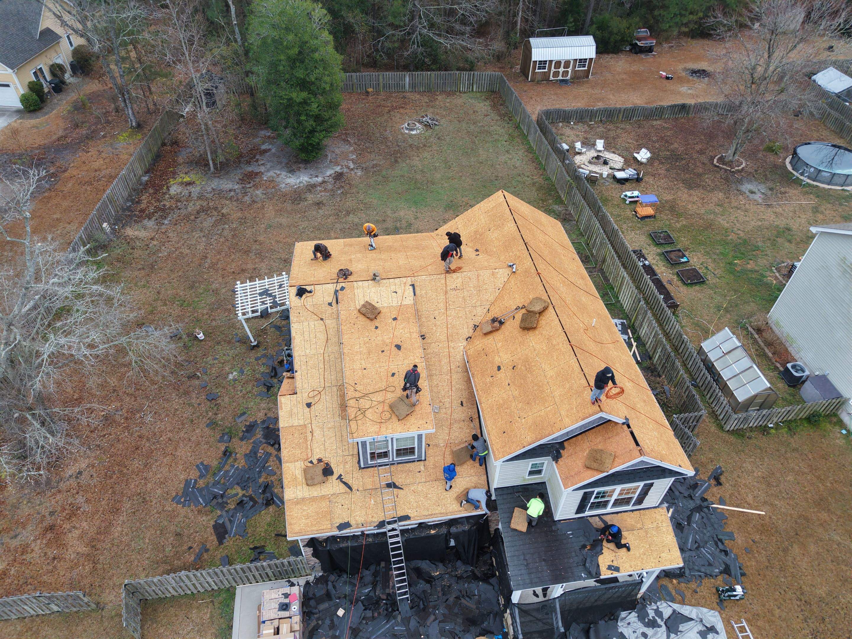 Charcoal Black Roof Replacement on a Two-Story Home in Sneads Ferry, NC by RGR Construction and Roofing, LLC
