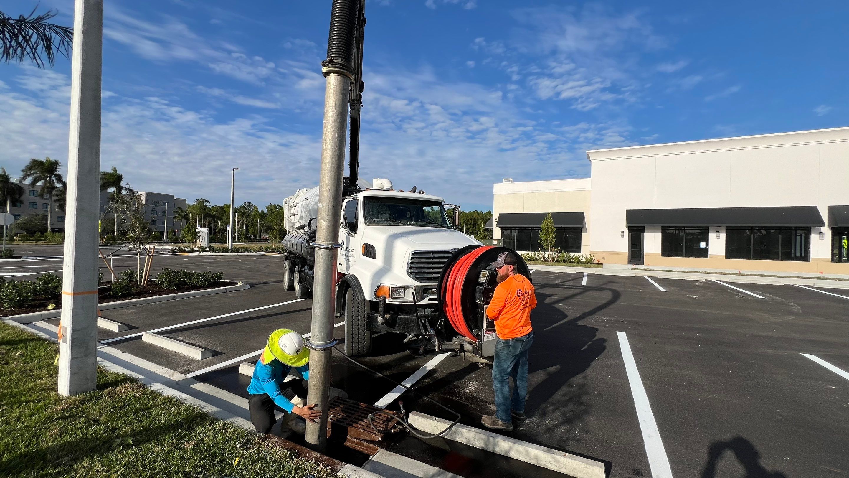 New Construction Commercial Parcel Stormwater System Cleaning by Don Mar, Inc. Storm Water Solutions