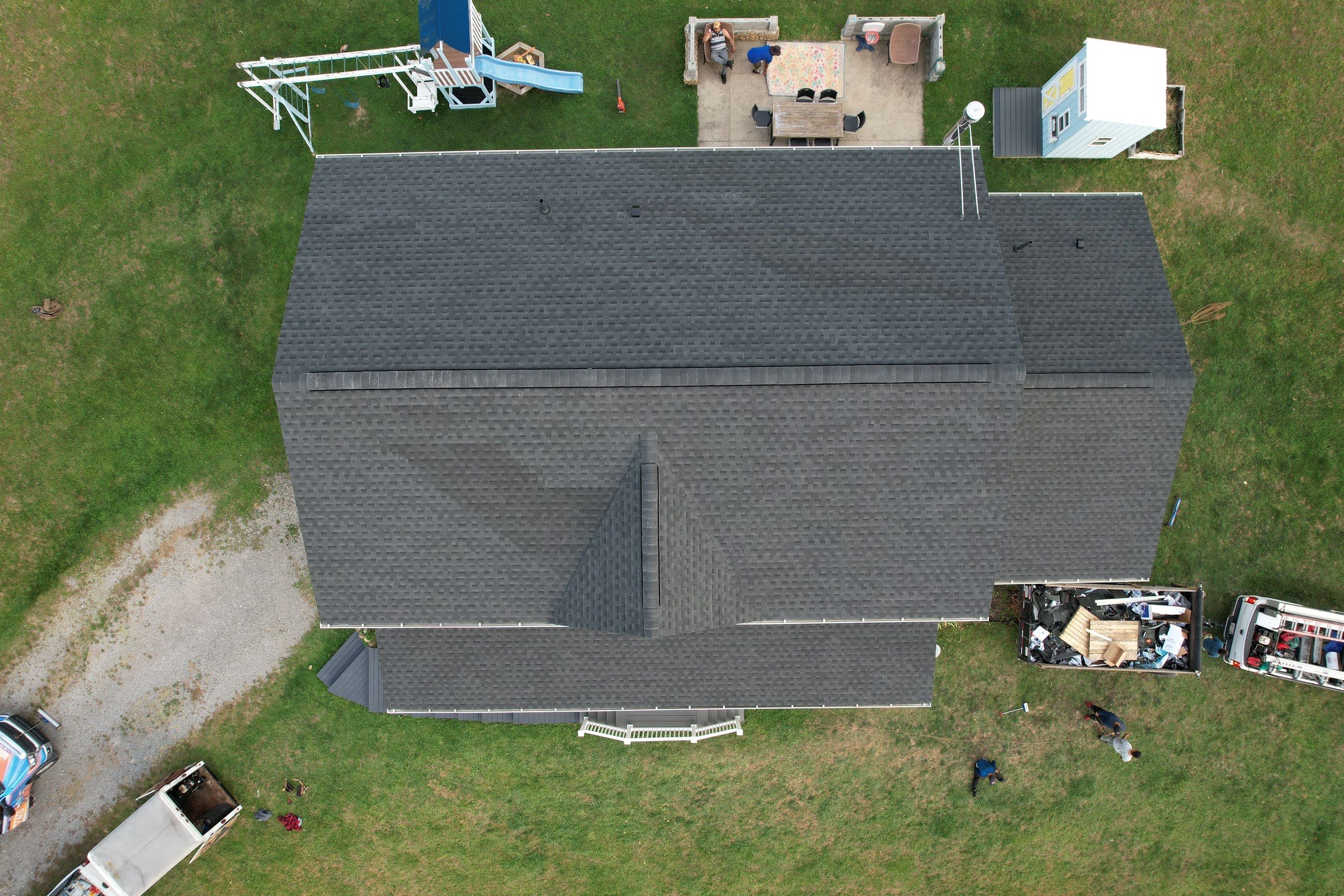 Residential Roofing Installation using GAF Timberline HDZ Charcoal by Rainstoppers Roofing
