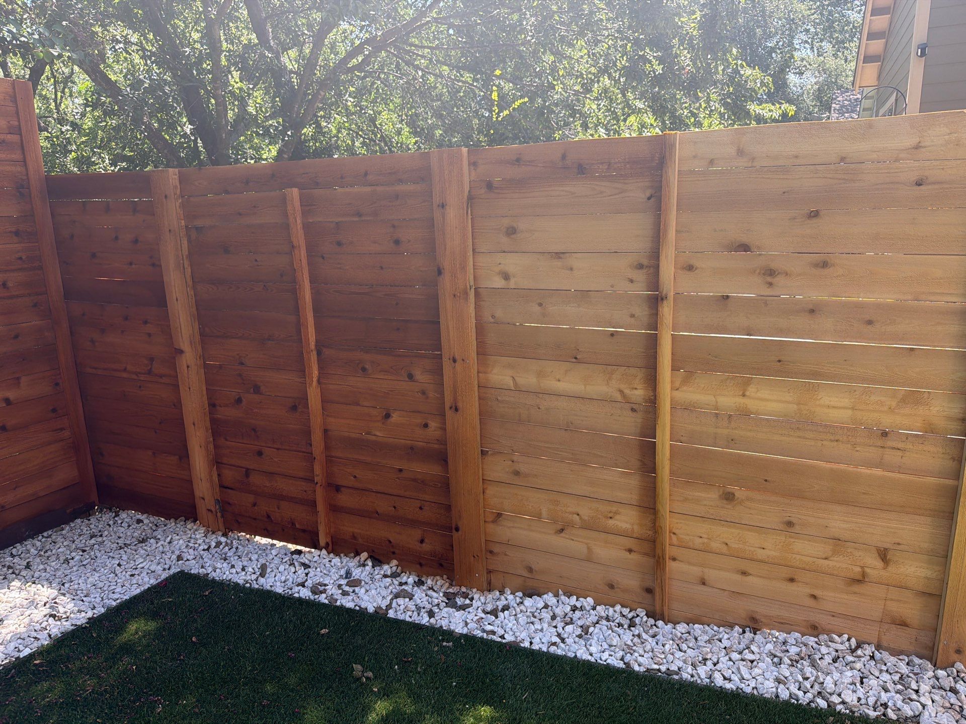 Custom Horizontal Cedar Privacy Fence and Gate Installation in Austin by Rhino Home Care