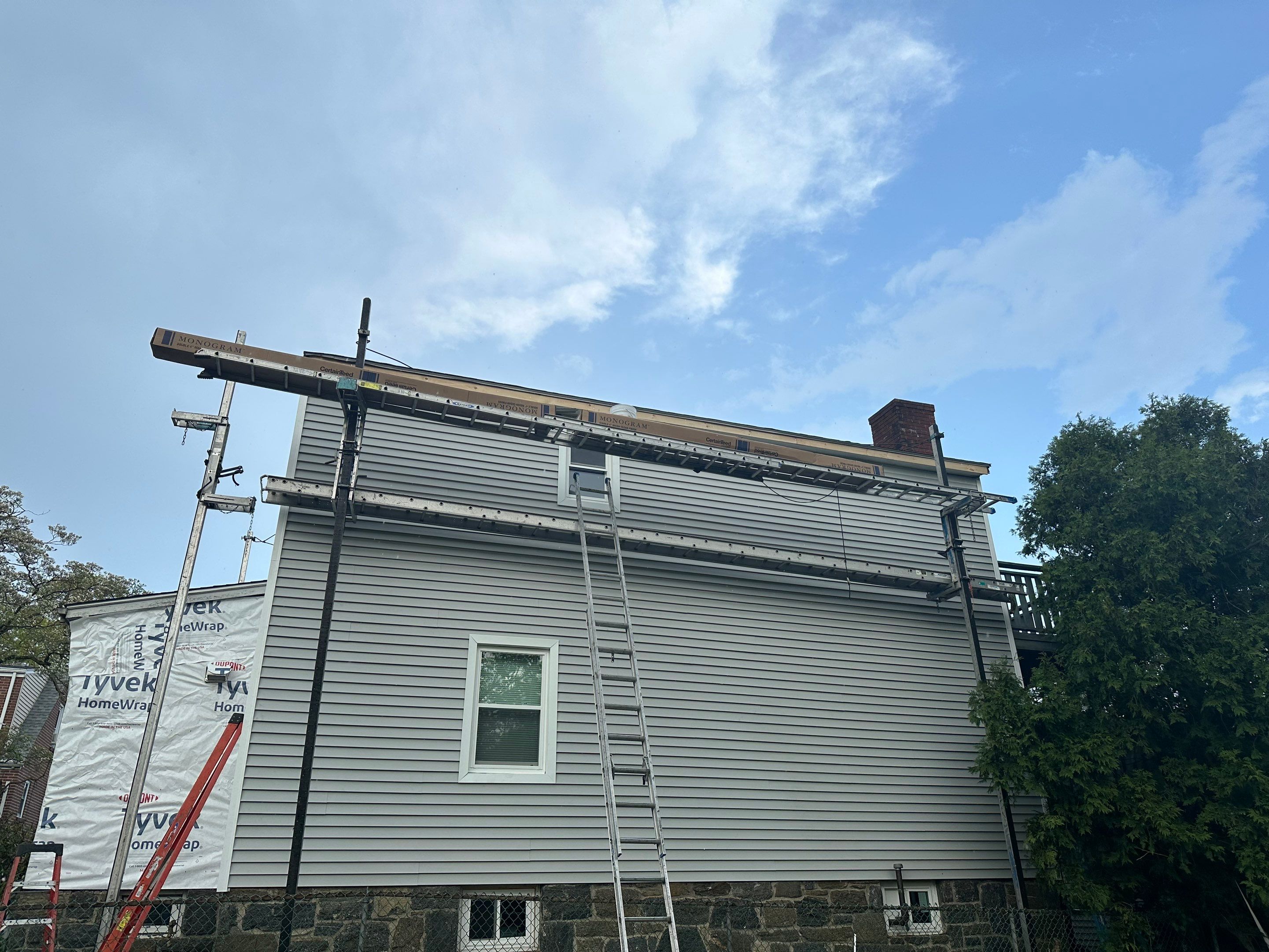 Siding Installation using Certainteed Cedar Impressions Straight Edge Perfection Shingles - D7 - Sterling Gray by A Plus Exterior