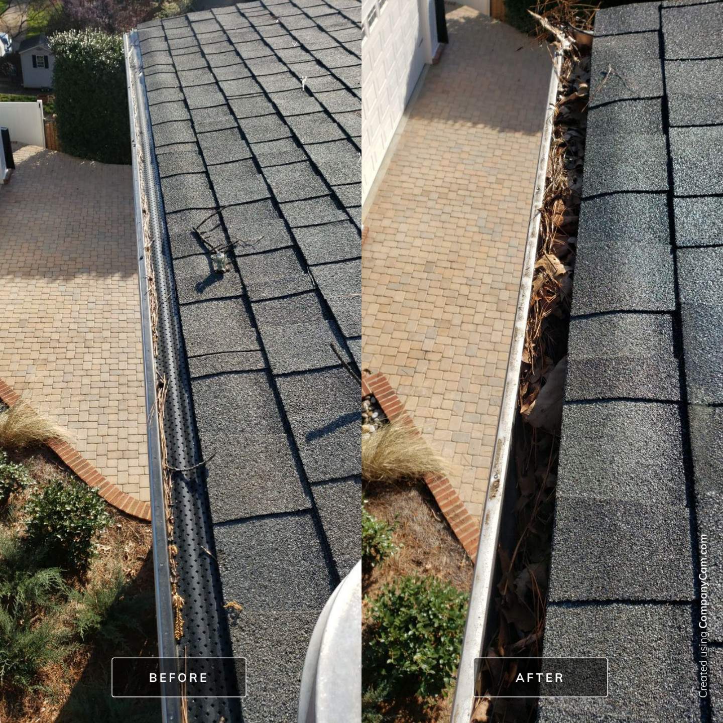 Gutter Cleaning using water by Power Wash Masters LLC