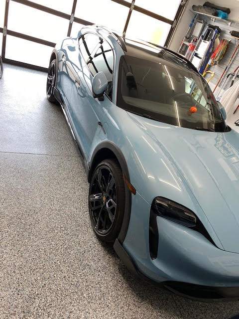 Garage Transformation using Custom domino w/ baby blue by Croc Coatings, LLC