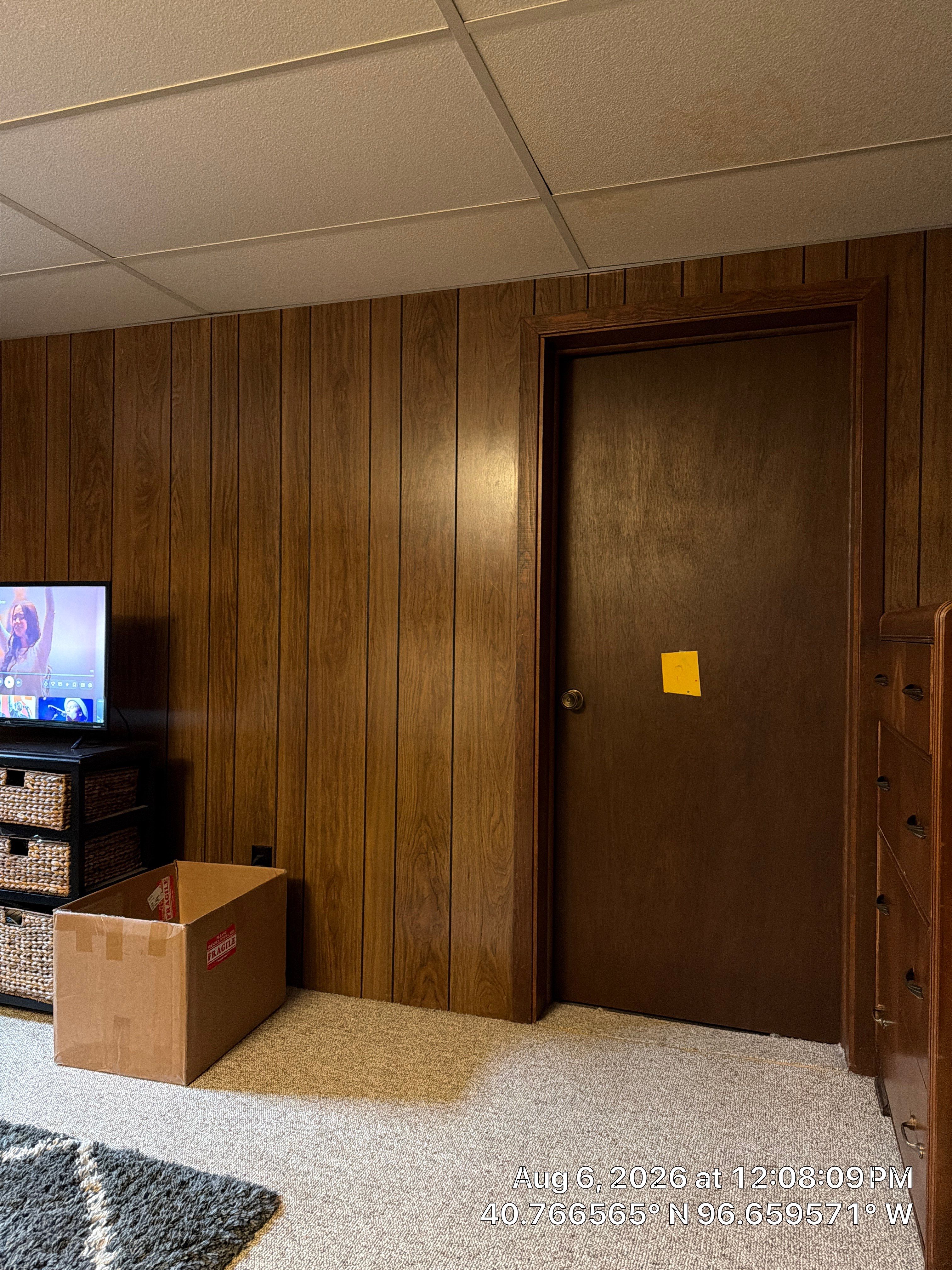 Basement Bedroom Interior Assessment and Ceiling Repair in Lincoln by CompanyCam Sales Demo
