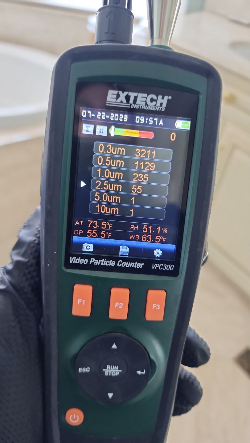 Performing testing for visible mold growth inside a condo on the water. by Building performance Solutions LLC